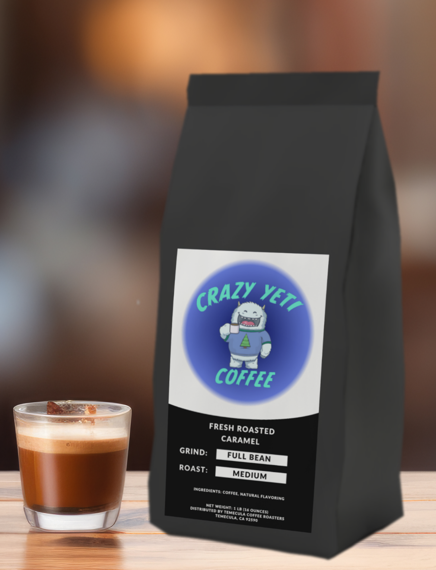 Crazy Yeti Clothing, Crazy Yeti Coffee, CYC, Holiday Gift, Xmas Gift, Birthday Gift, Mystery Gift Idea, Coffee, Coffee Gift, Gift for Coffee Lover, Whole Coffee, Bean Coffee, Whole Bean Coffee Gift, Ground Coffee, Espresso, Caramel Coffee, Caramel. Medium Roast