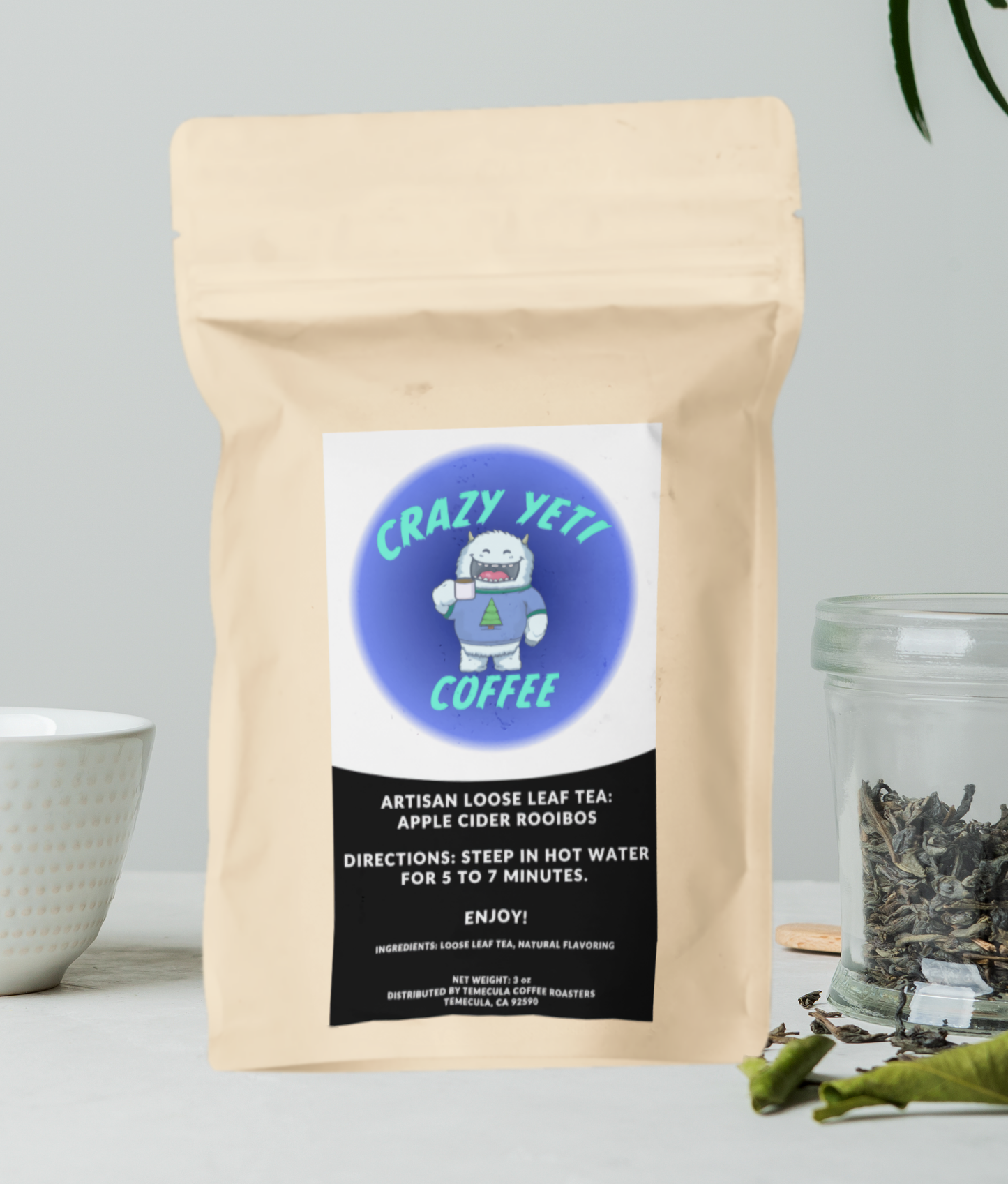 Crazy Yeti Clothing, Crazy Yeti Coffee, CYC, Holiday Gift, Xmas Gift, Birthday Gift, Mystery Gift Idea, Tea, Tea Gift, Gift for Tea Lover, Loose Tea, Loose Tea Gift, Flavorful Tea, Loose Tea Flavors, Loose Leaf Tea Flavors, Apple Cider Tea, Apple Cider Rooibos, Apple Cider Rooibos Tea