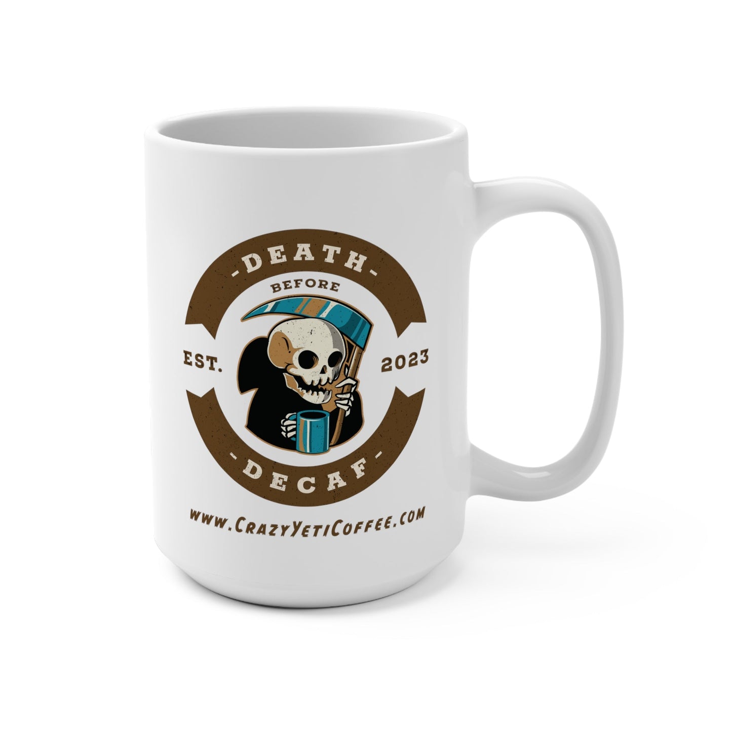 CrazyYetiClothing, CYC, Death Before Decaf - Reaper (Mug 15oz), Mug