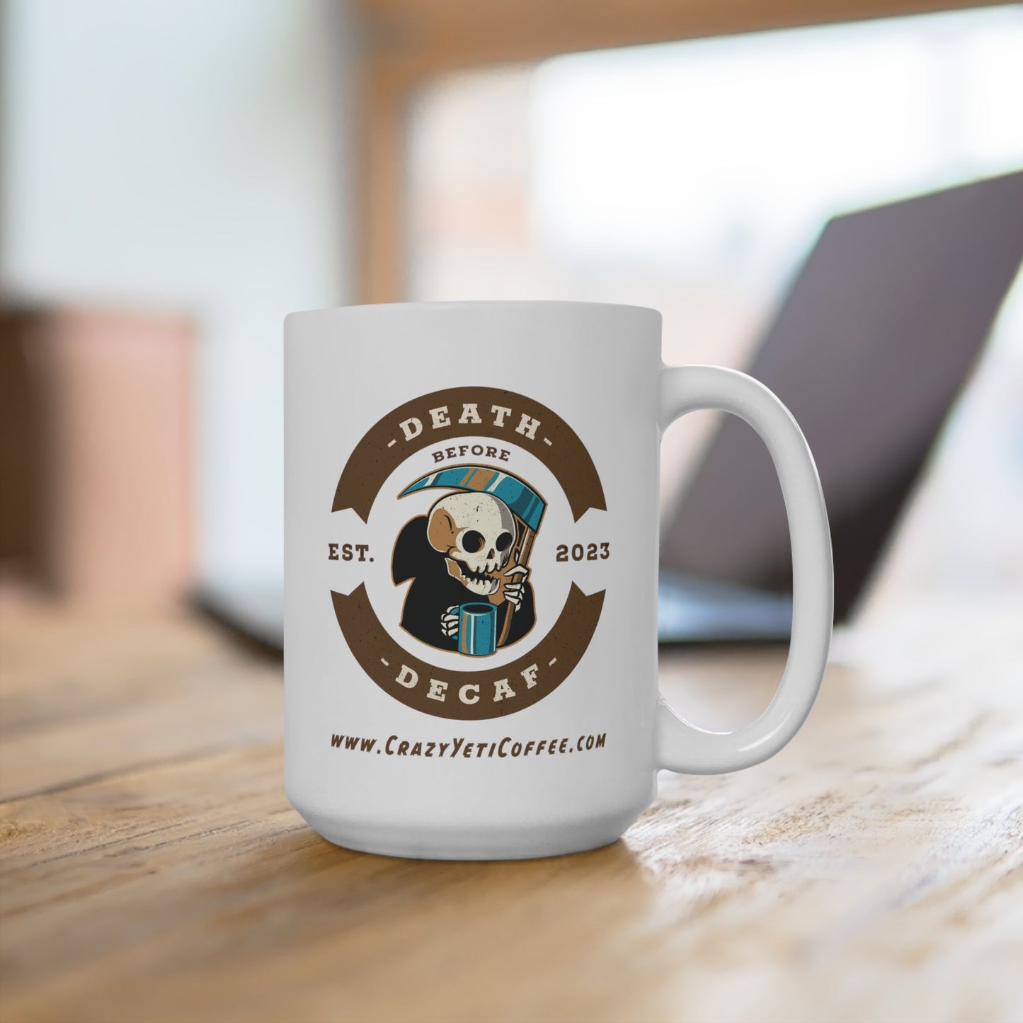CrazyYetiClothing, CYC, Death Before Decaf - Reaper (Mug 15oz), Mug