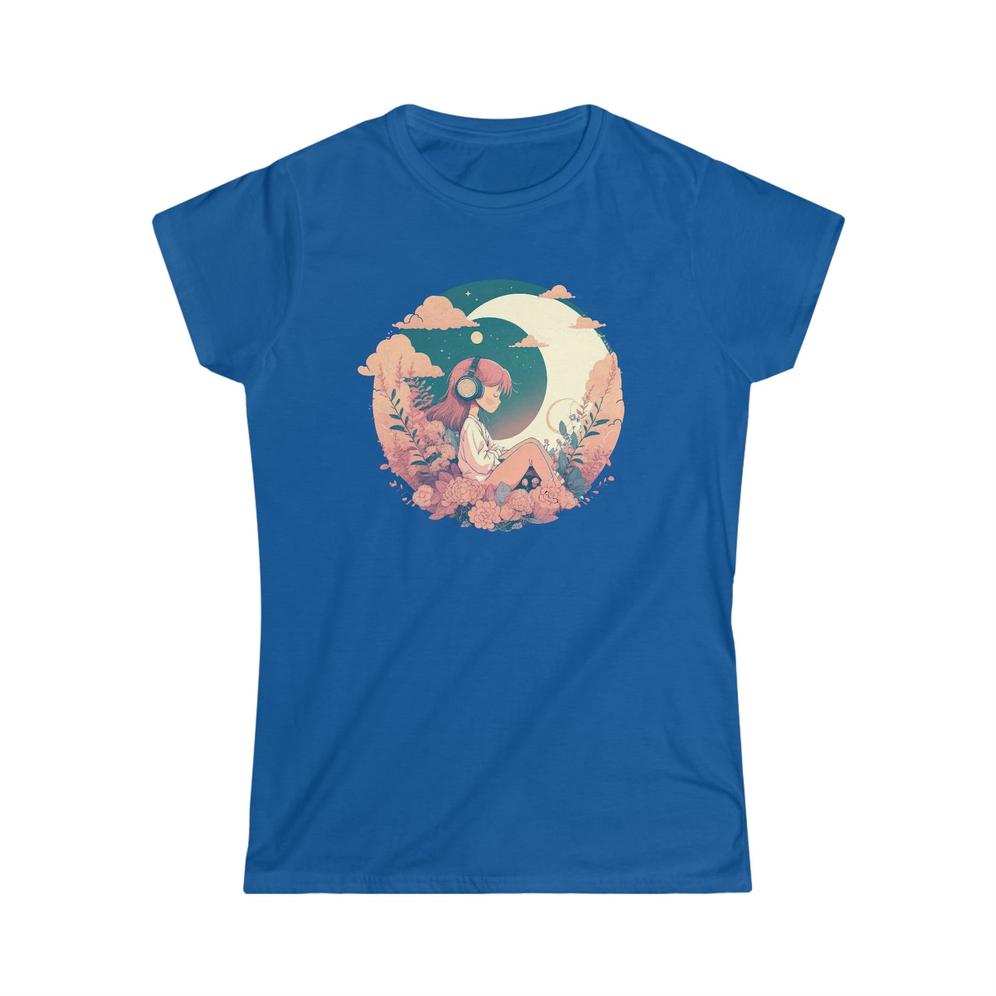 CrazyYetiClothing, CYC, Girl With The Moon (Women's Softstyle Tee), T-Shirt