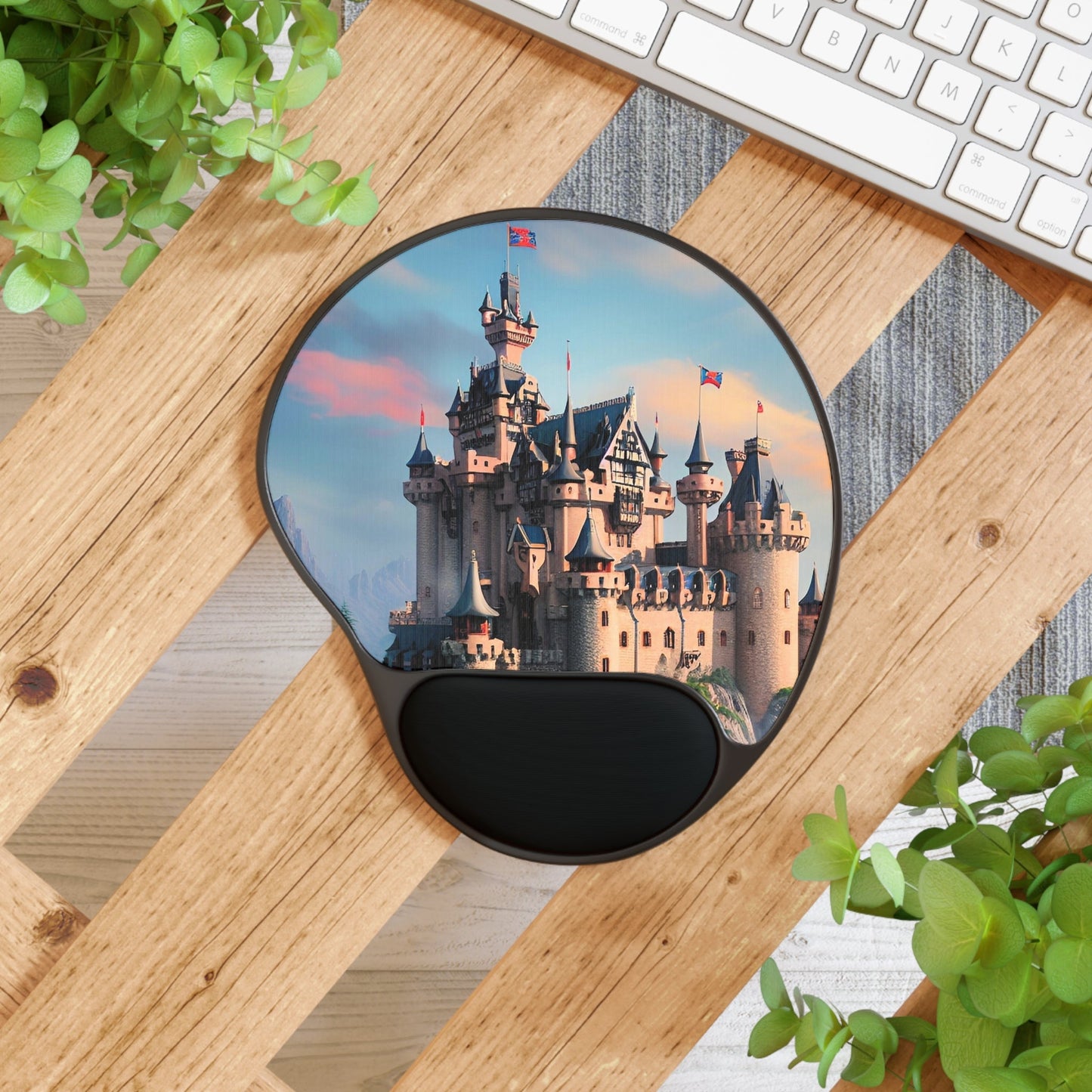 CrazyYetiClothing, CYC, Misty Castle (Mouse Pad w/ Wrist Rest), Home Decor