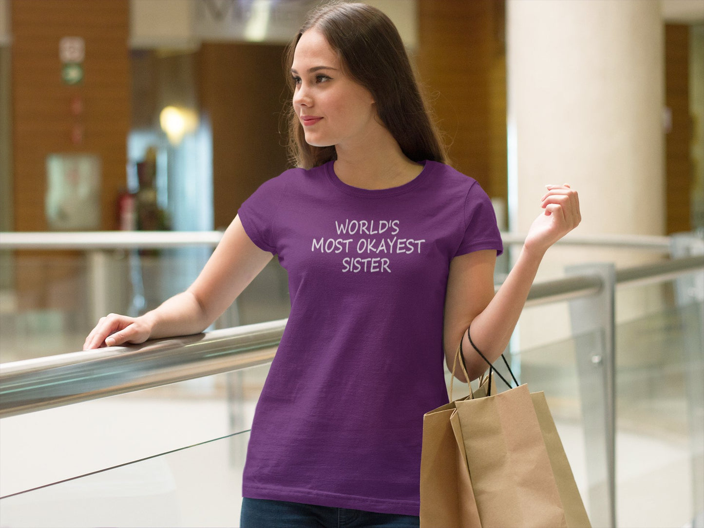 CrazyYetiClothing, CYC, World's Most Okayest Sister - Women's Softstyle Tee, T-Shirt