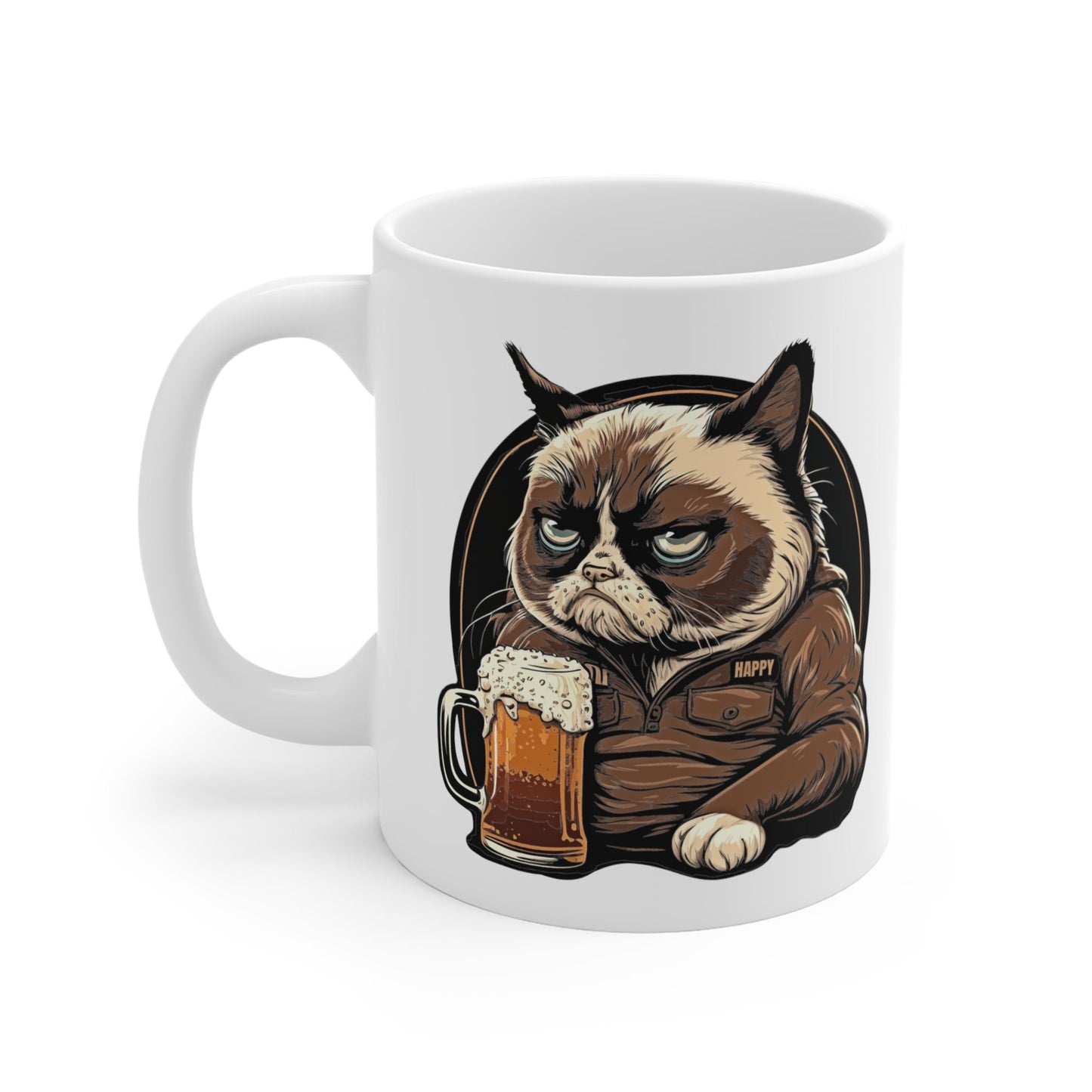 CrazyYetiClothing, CYC, A Cat Named Happy (Ceramic Mug 11oz), Mug