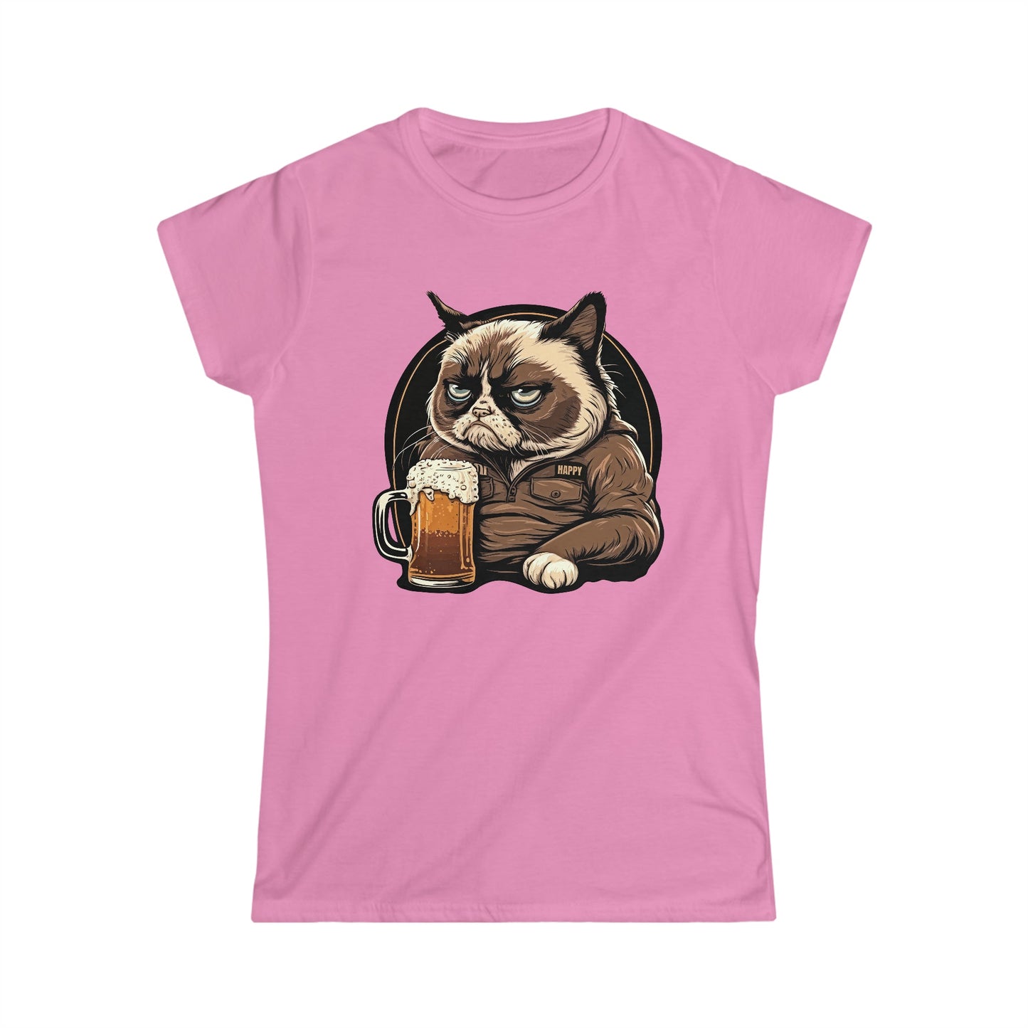 CrazyYetiClothing, CYC, A Cat Named Happy (Women's Softstyle Tee), T-Shirt