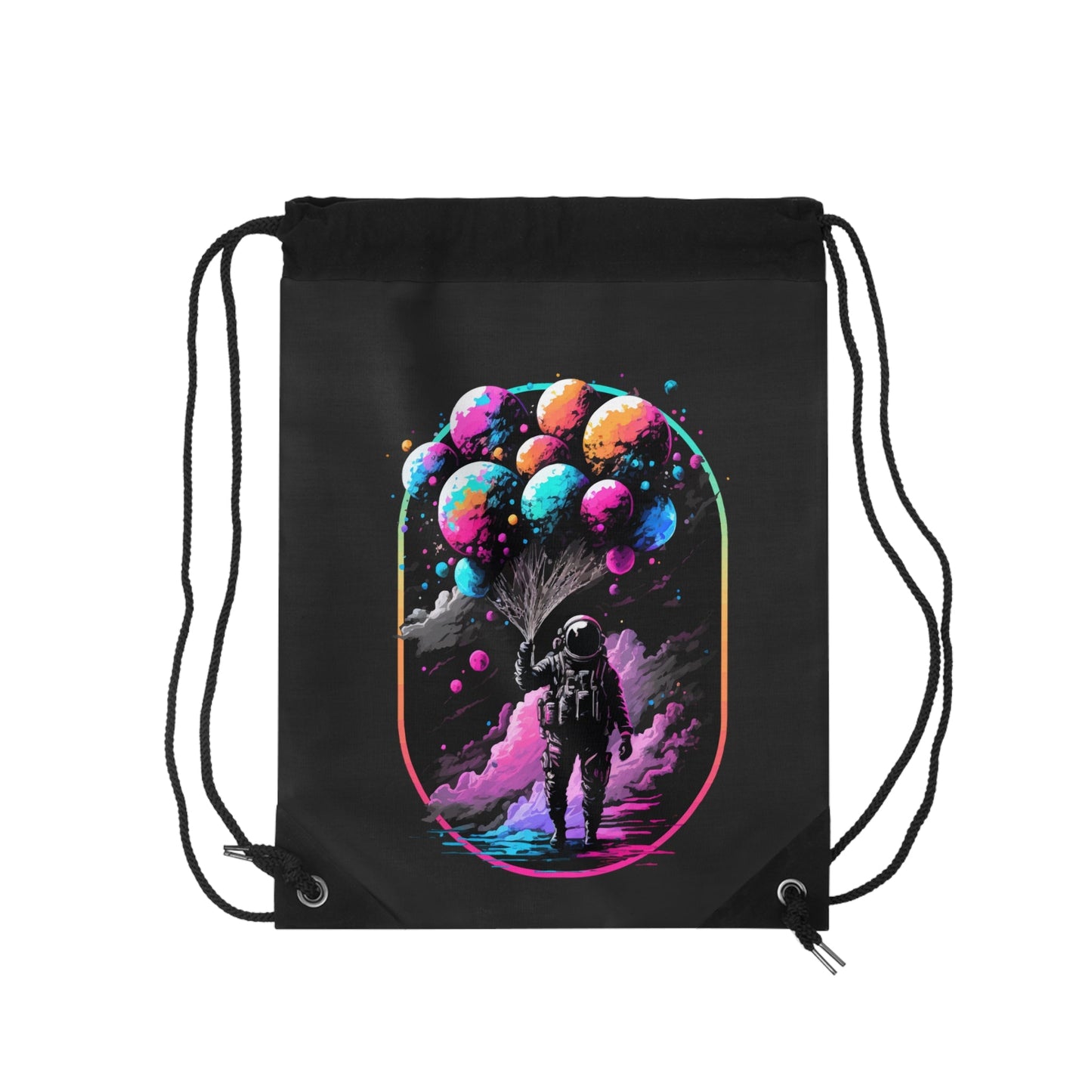 CrazyYetiClothing, CYC, Astronaut With Balloons (Drawstring Bag, 19"x14.5"), Bags