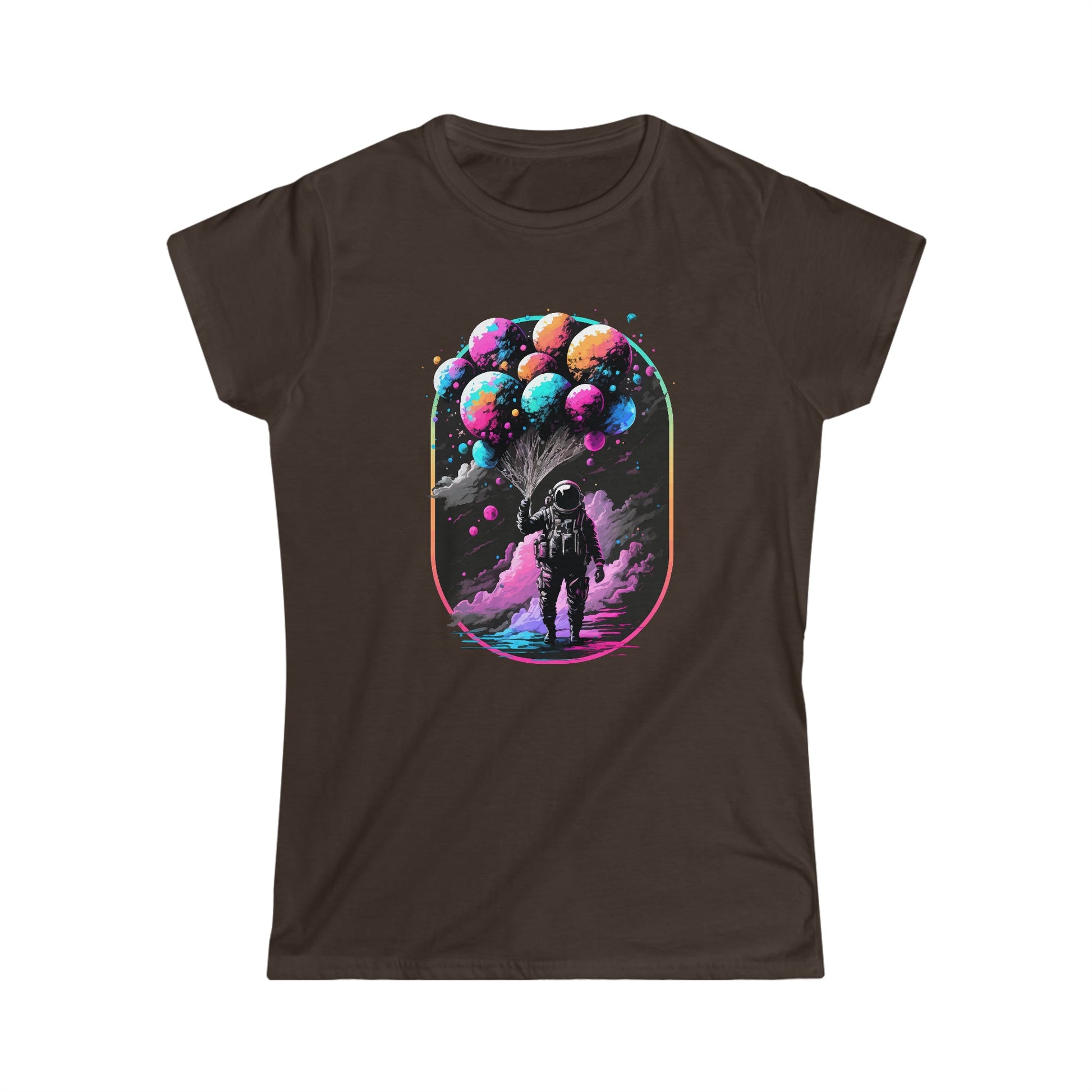 CrazyYetiClothing, CYC, Astronaut With Balloons (Women's Softstyle Tee), T-Shirt