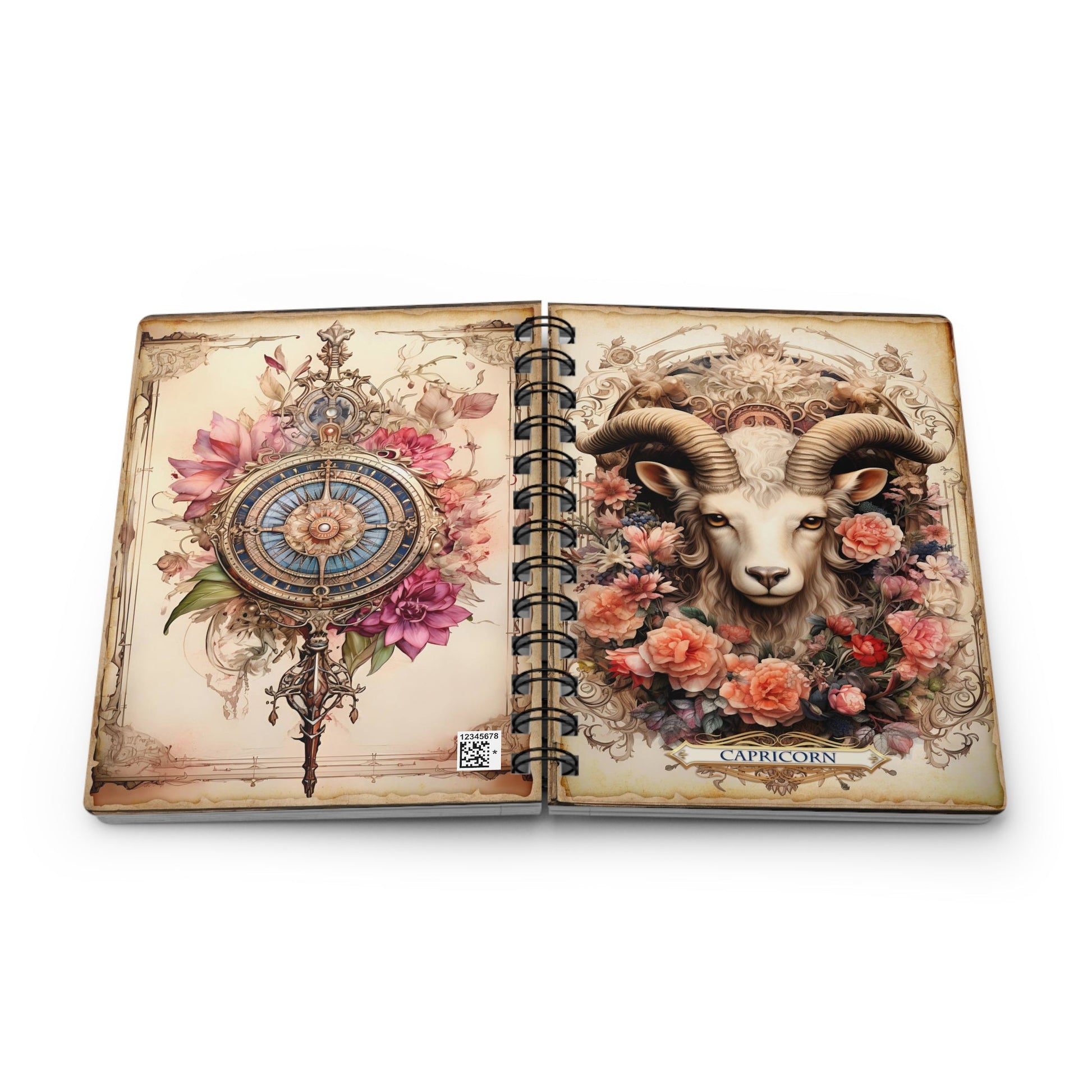 CrazyYetiClothing, CYC, Capricorn - Floral Collection (Spiral Bound Journal), Paper products