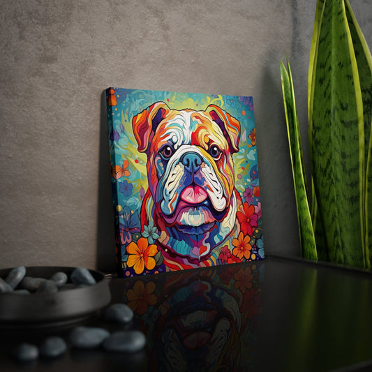 CrazyYetiClothing, CYC, Colorful Bulldog (Canvas Photo Tile), Canvas