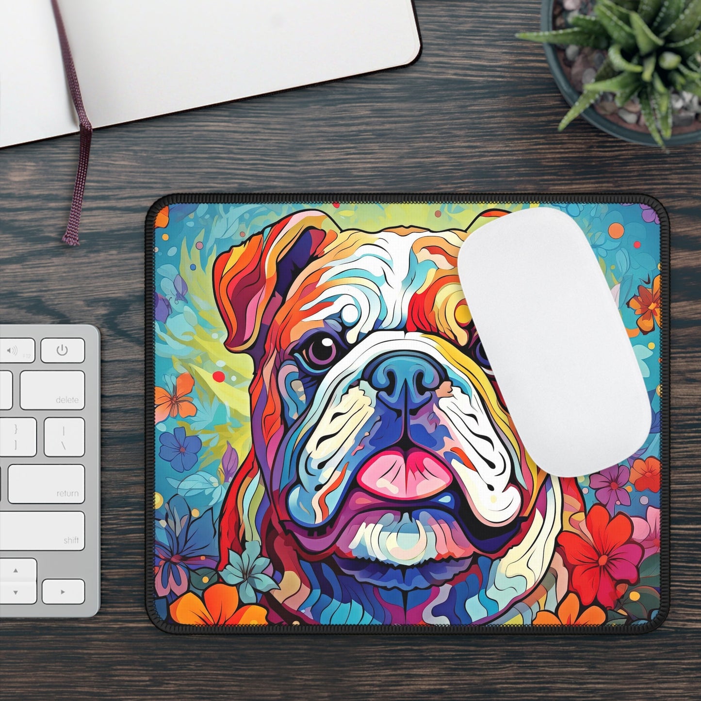 CrazyYetiClothing, CYC, Colorful Bulldog (Mouse Pad), Home Decor