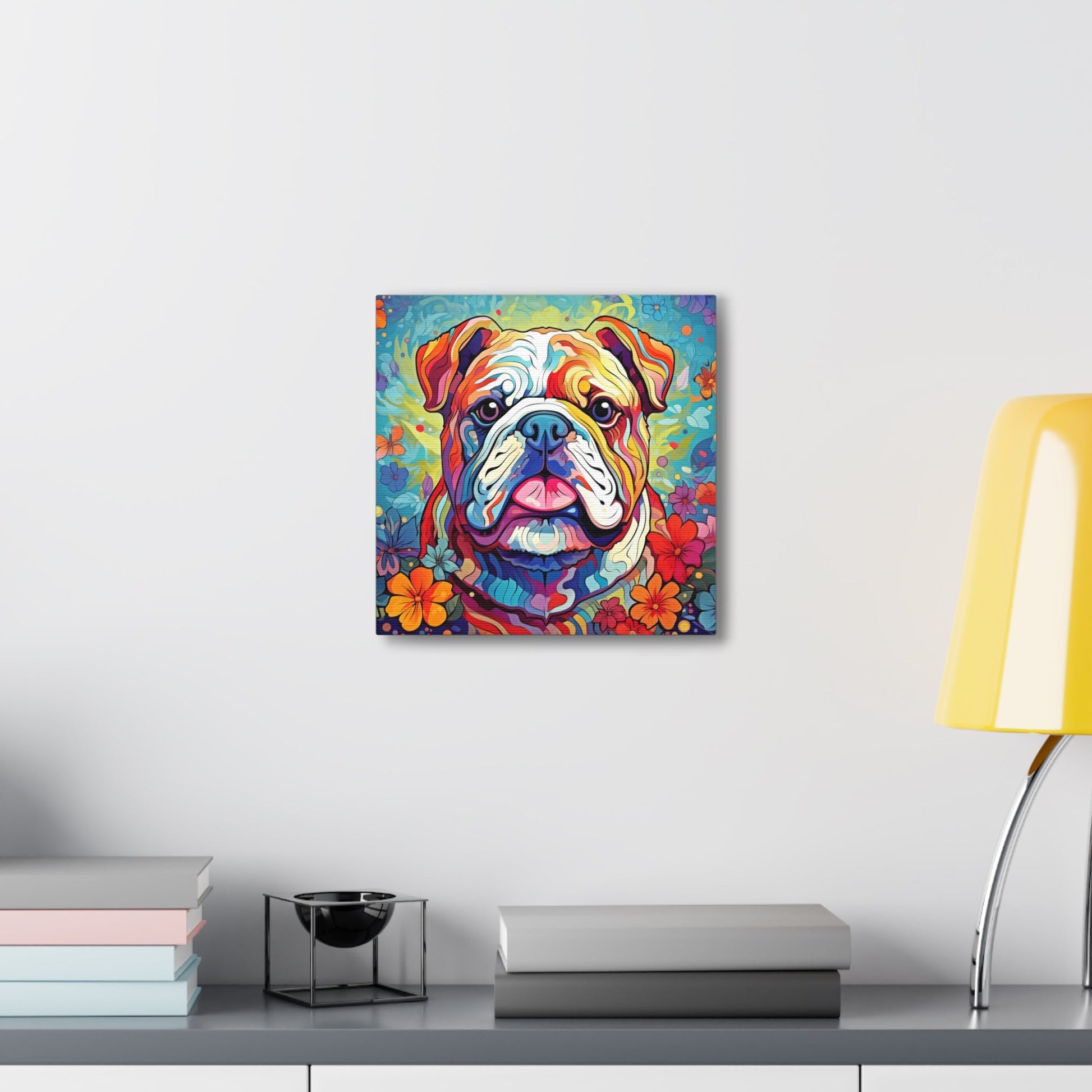 CrazyYetiClothing, CYC, Colorful Bulldog (Square Canvas Gallery Wrap), Canvas