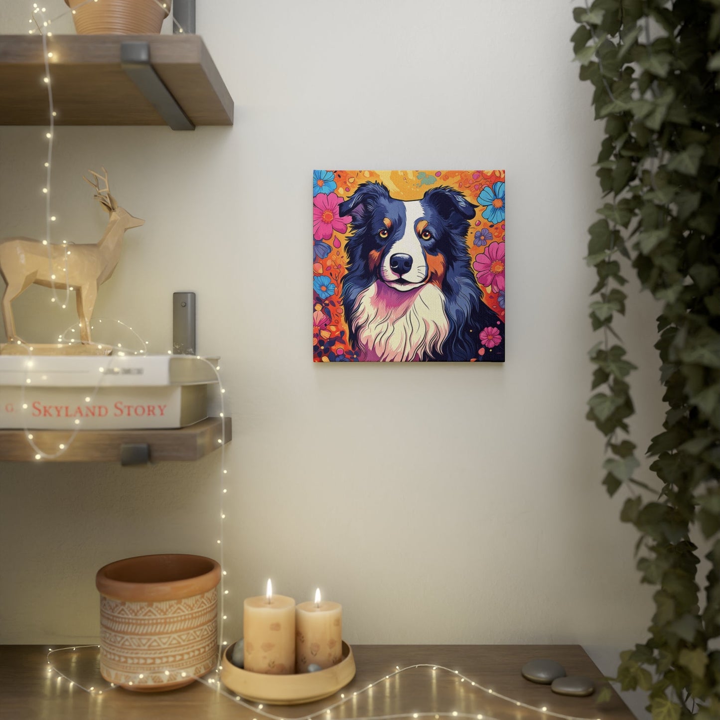 CrazyYetiClothing, CYC, Colorful Collie (Canvas Photo Tile), Canvas