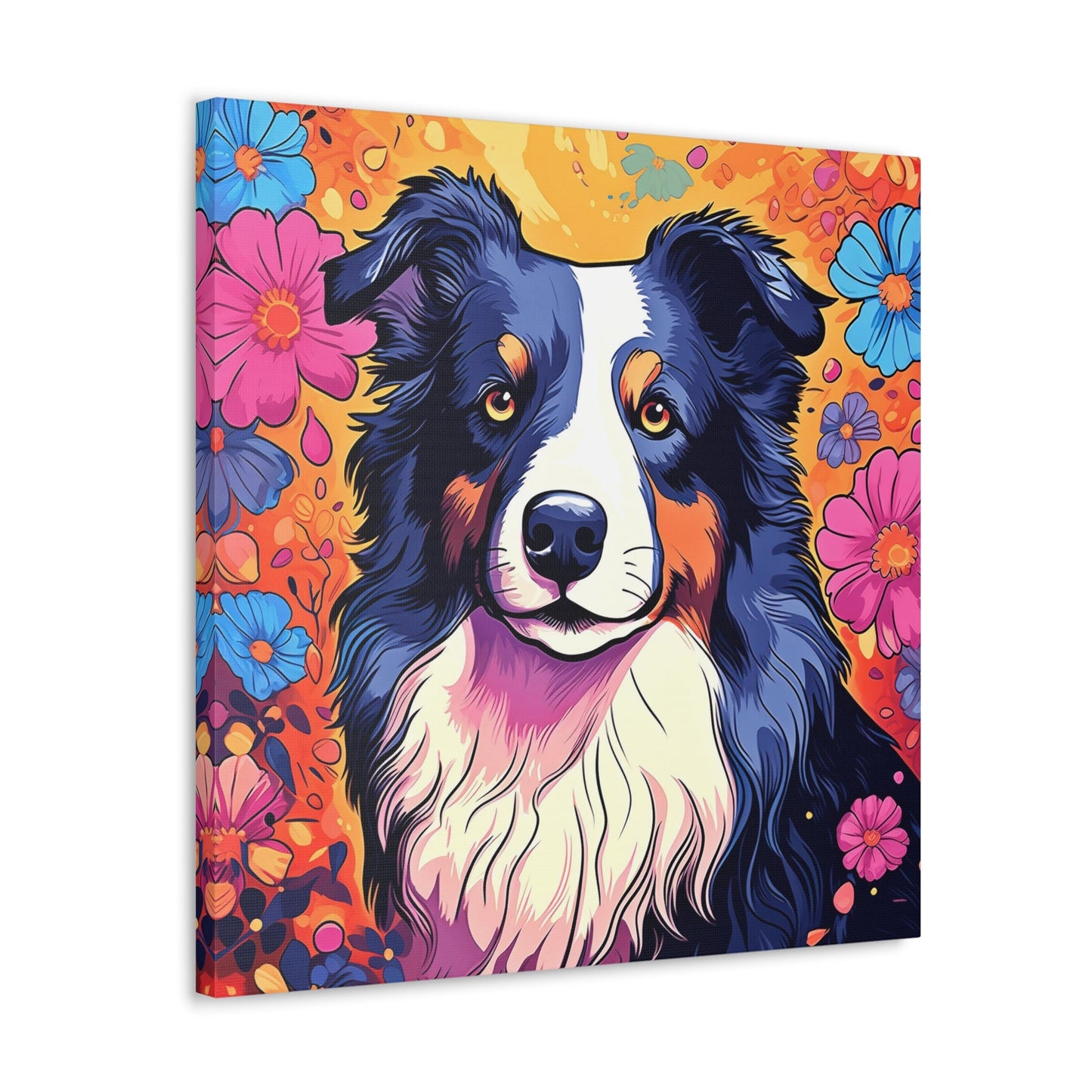 CrazyYetiClothing, CYC, Colorful Collie (Square Canvas Gallery Wrap), Canvas