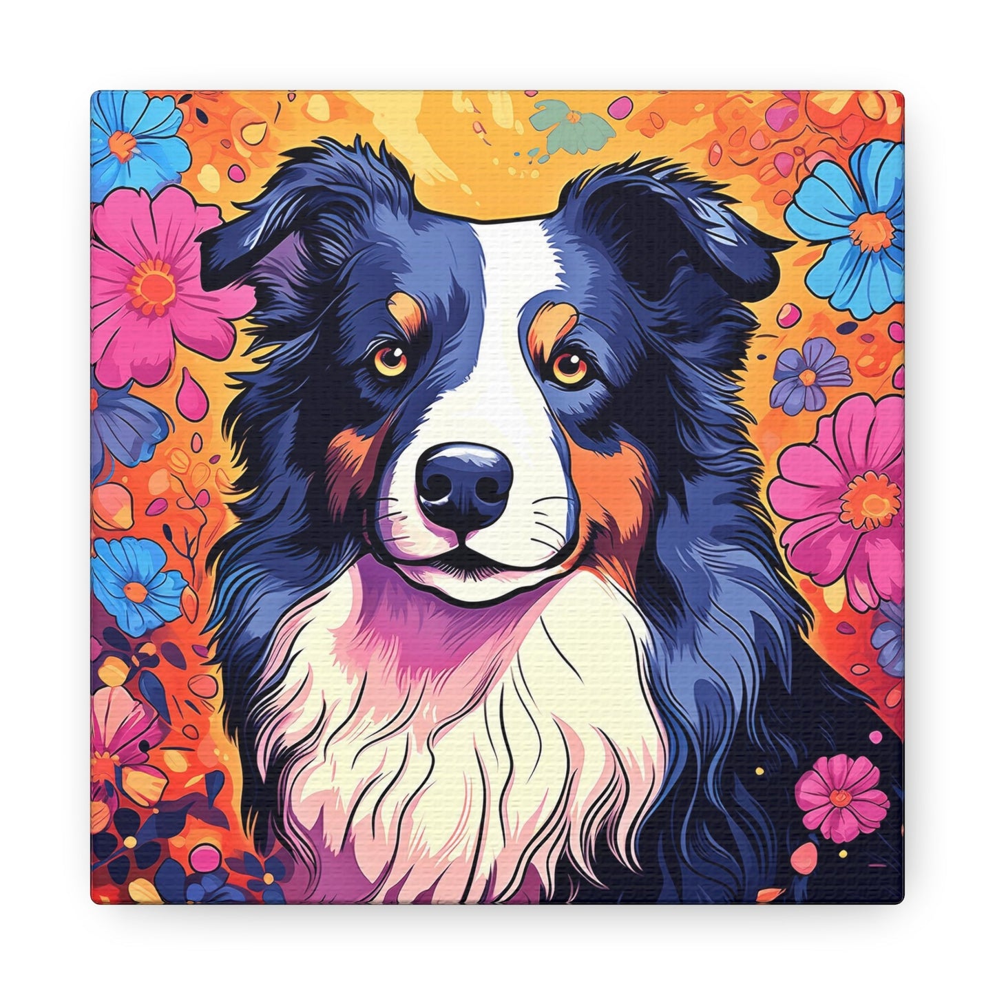 CrazyYetiClothing, CYC, Colorful Collie (Square Canvas Gallery Wrap), Canvas