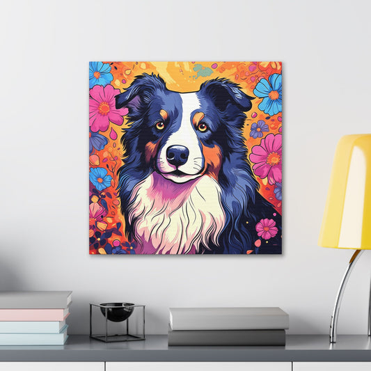 CrazyYetiClothing, CYC, Colorful Collie (Square Canvas Gallery Wrap), Canvas