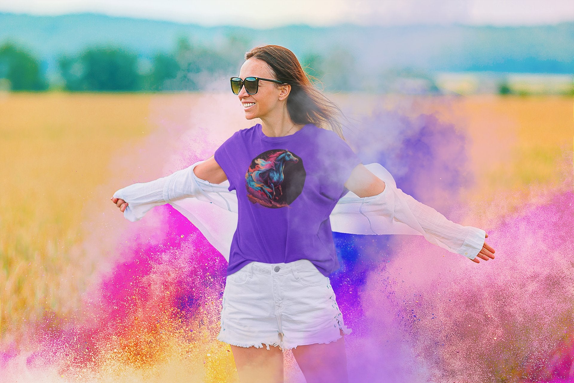 CrazyYetiClothing, CYC, Colorful Horse (Women's Softstyle Tee), T-Shirt