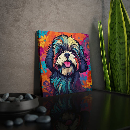 CrazyYetiClothing, CYC, Colorful Shih Tzu (Canvas Photo Tile), Canvas