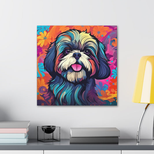 CrazyYetiClothing, CYC, Colorful Shih Tzu (Square Canvas Gallery Wrap), Canvas