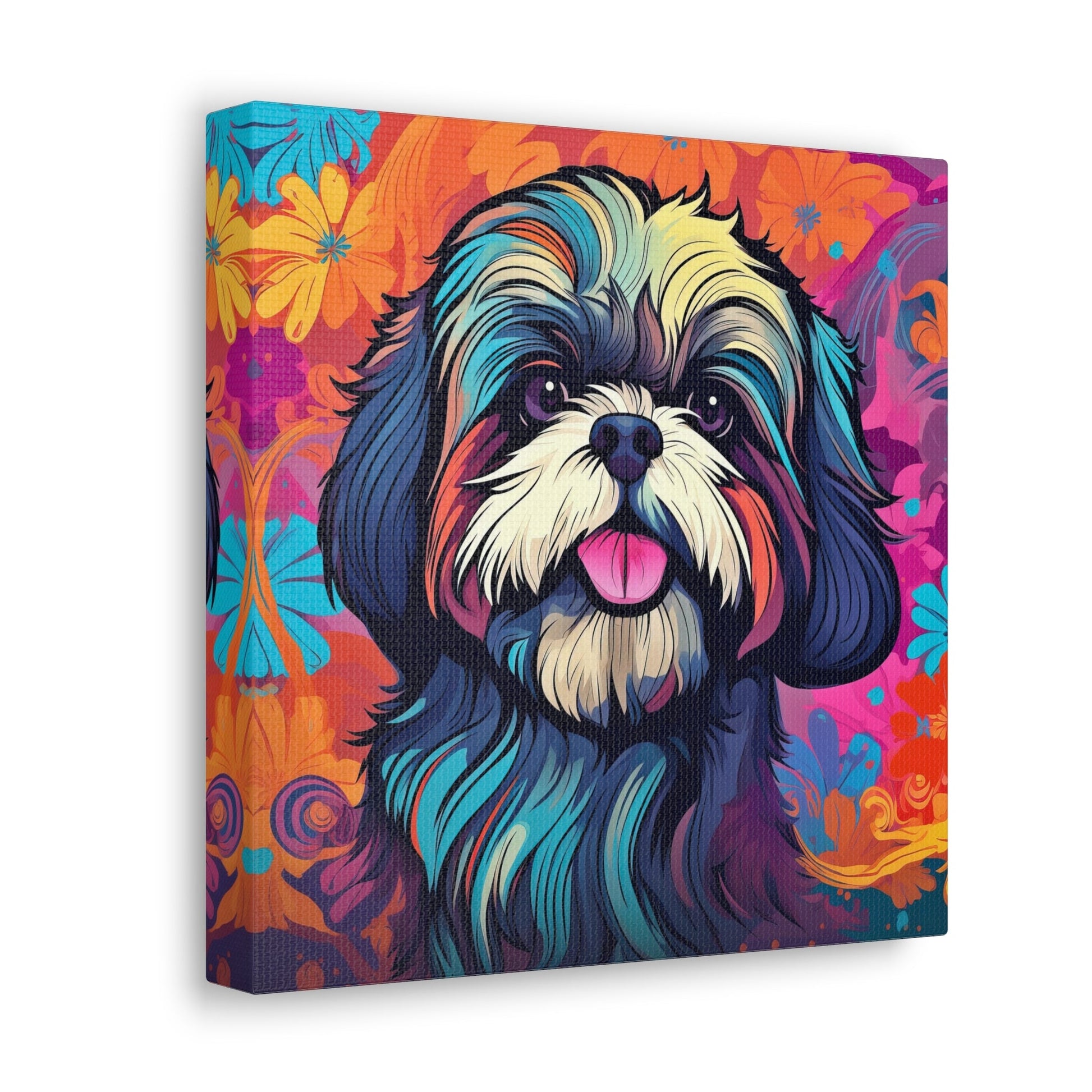 CrazyYetiClothing, CYC, Colorful Shih Tzu (Square Canvas Gallery Wrap), Canvas