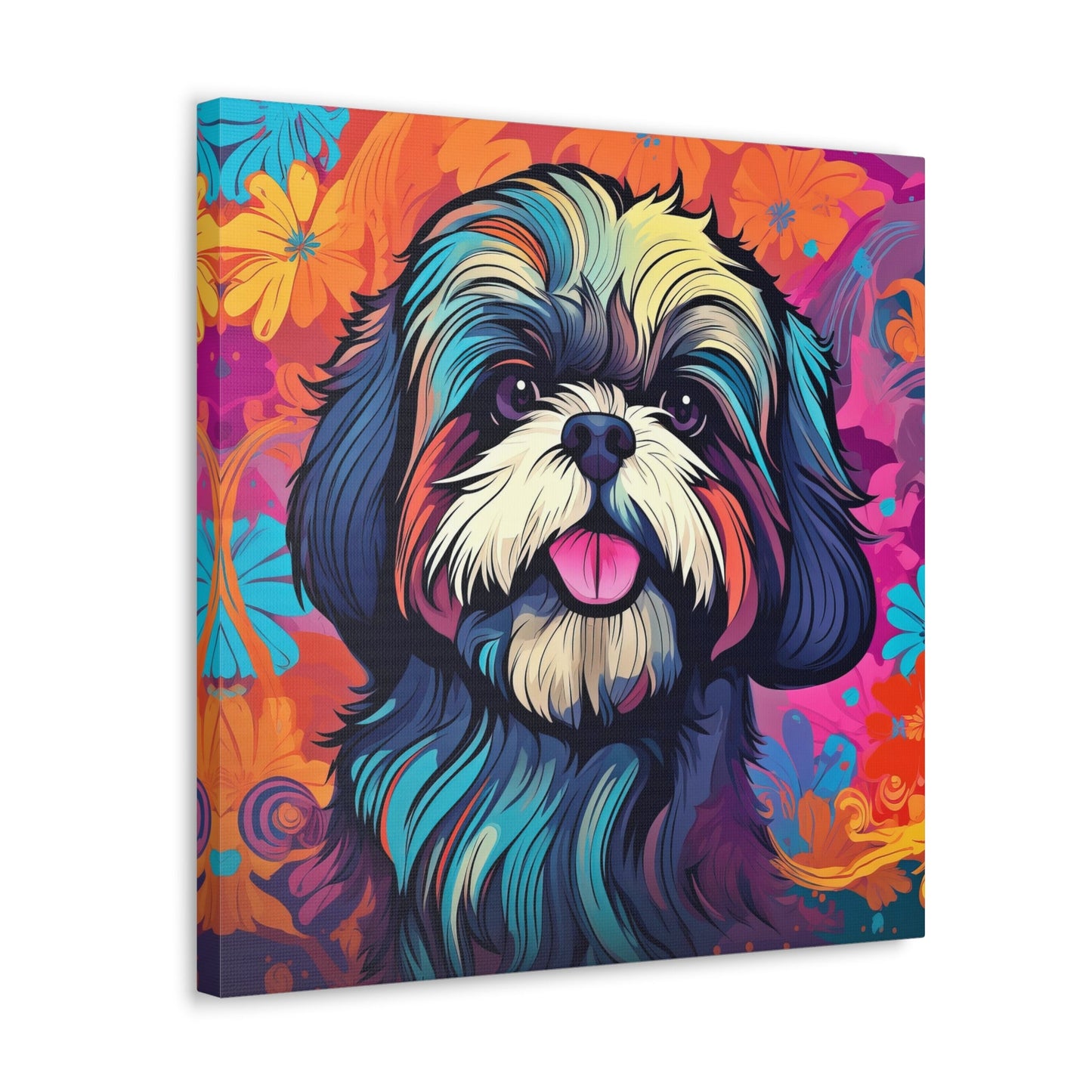 CrazyYetiClothing, CYC, Colorful Shih Tzu (Square Canvas Gallery Wrap), Canvas