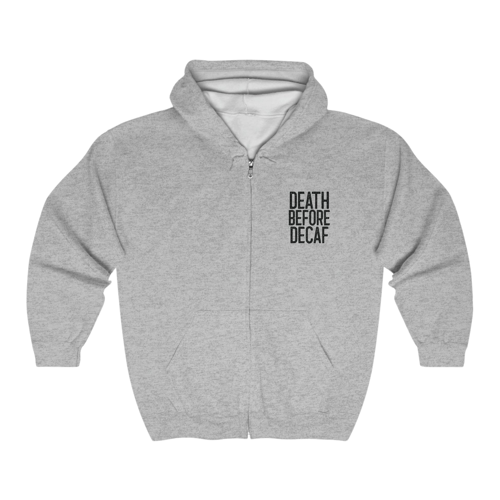 CrazyYetiClothing, CYC, Death Before Decaf - Reaper (Unisex Full Zip Hooded Sweatshirt), Hoodie