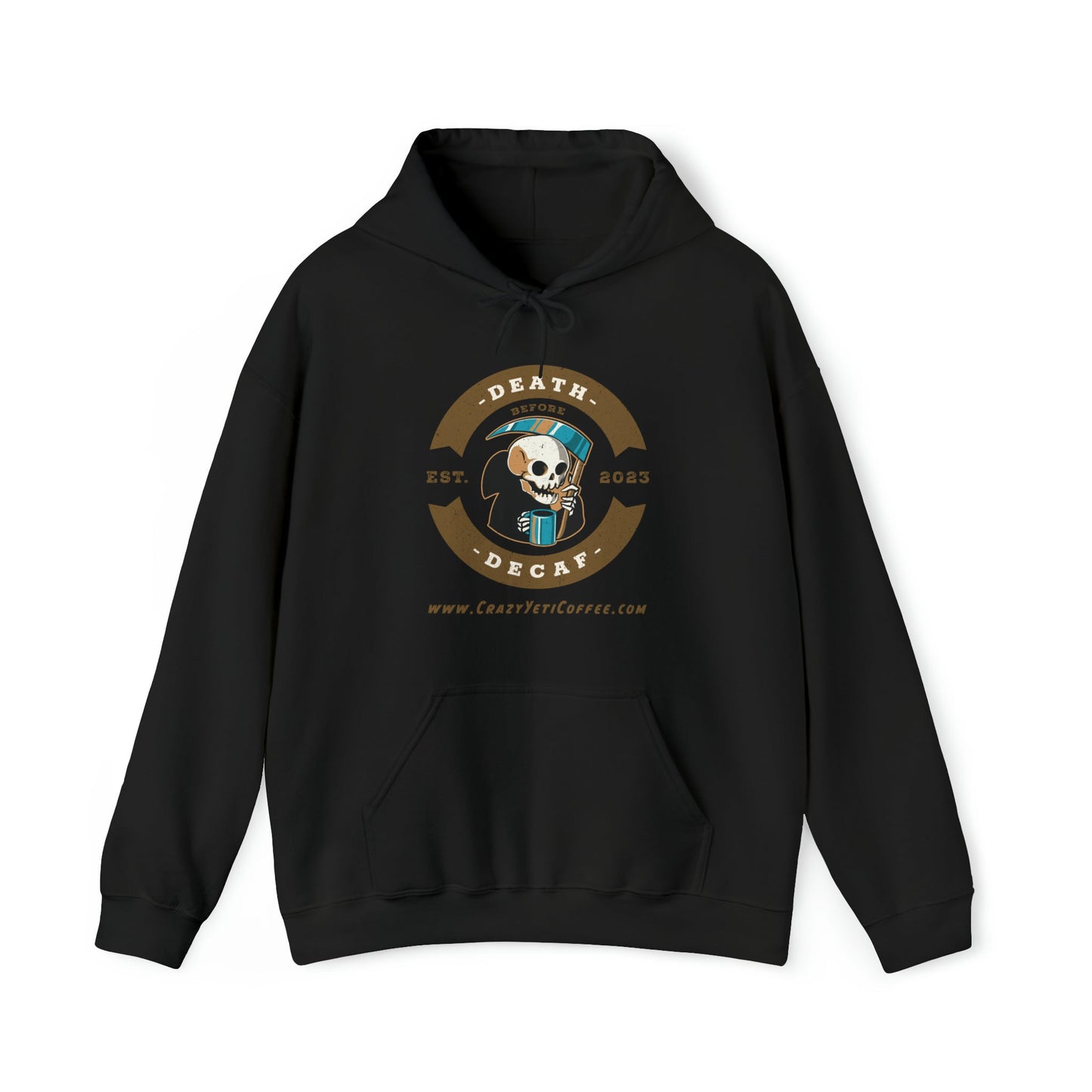 CrazyYetiClothing, CYC, Death Before Decaf - Reaper (Unisex Hooded Sweatshirt), Hoodie