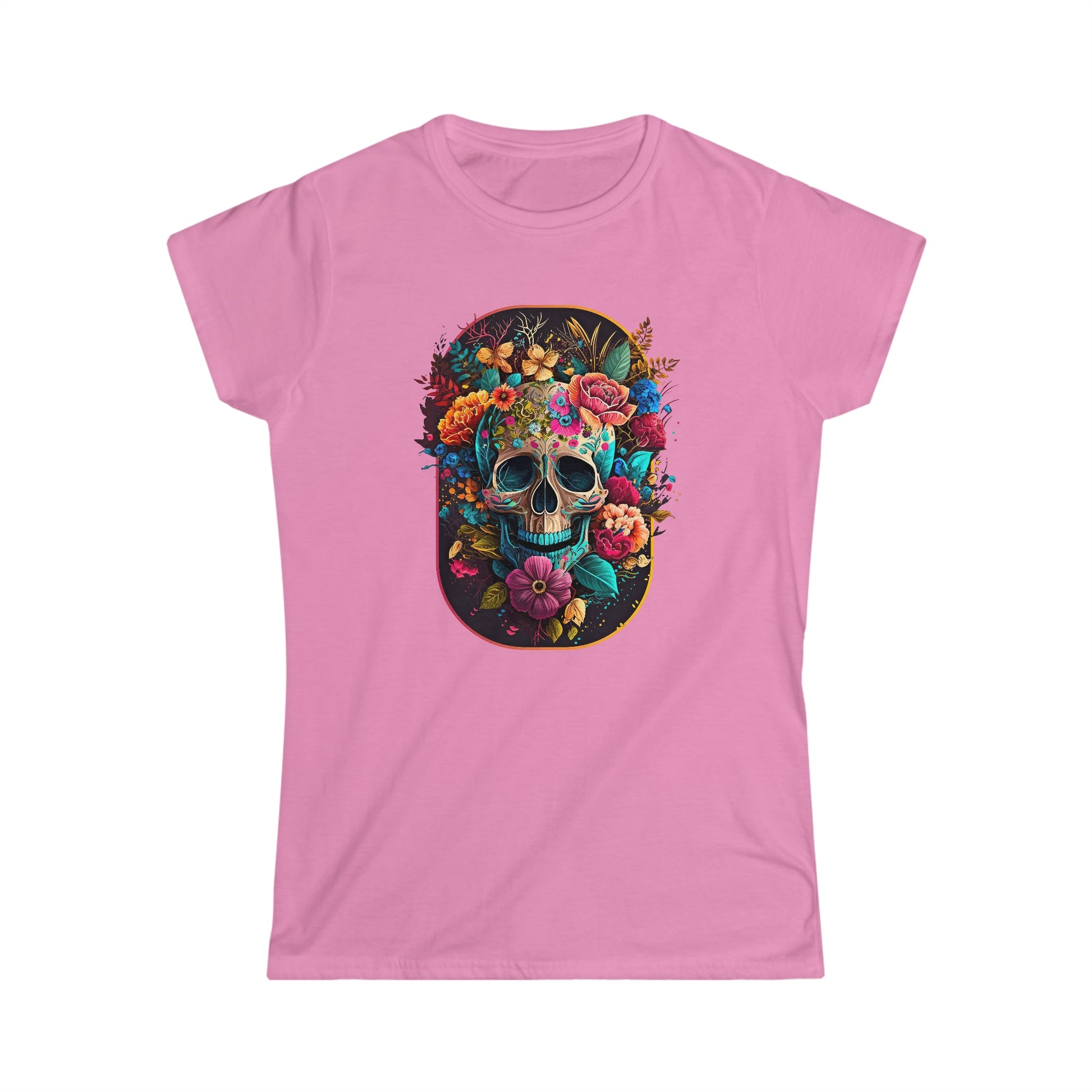 CrazyYetiClothing, CYC, Floral Skull (Women's Softstyle Tee), T-Shirt