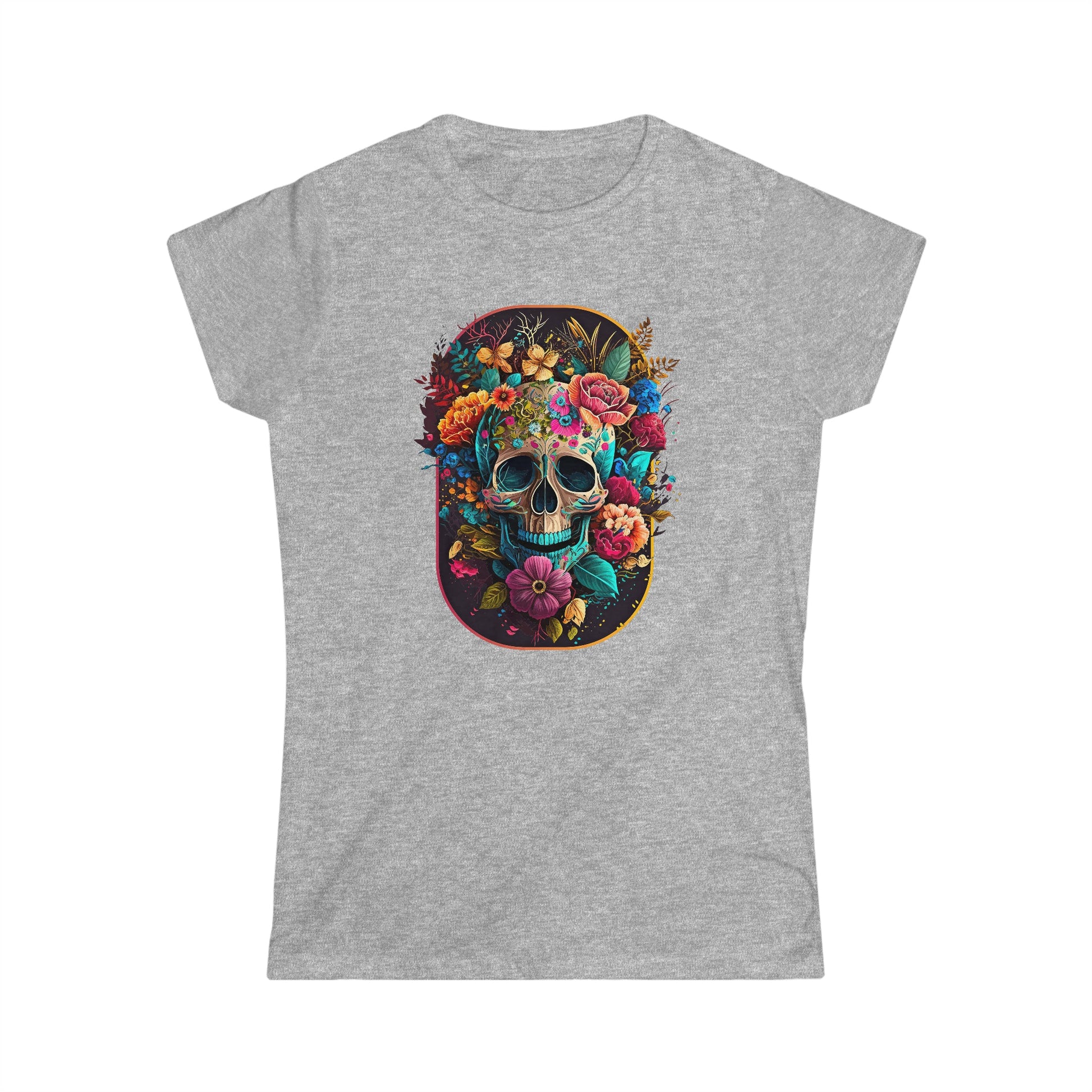 CrazyYetiClothing, CYC, Floral Skull (Women's Softstyle Tee), T-Shirt