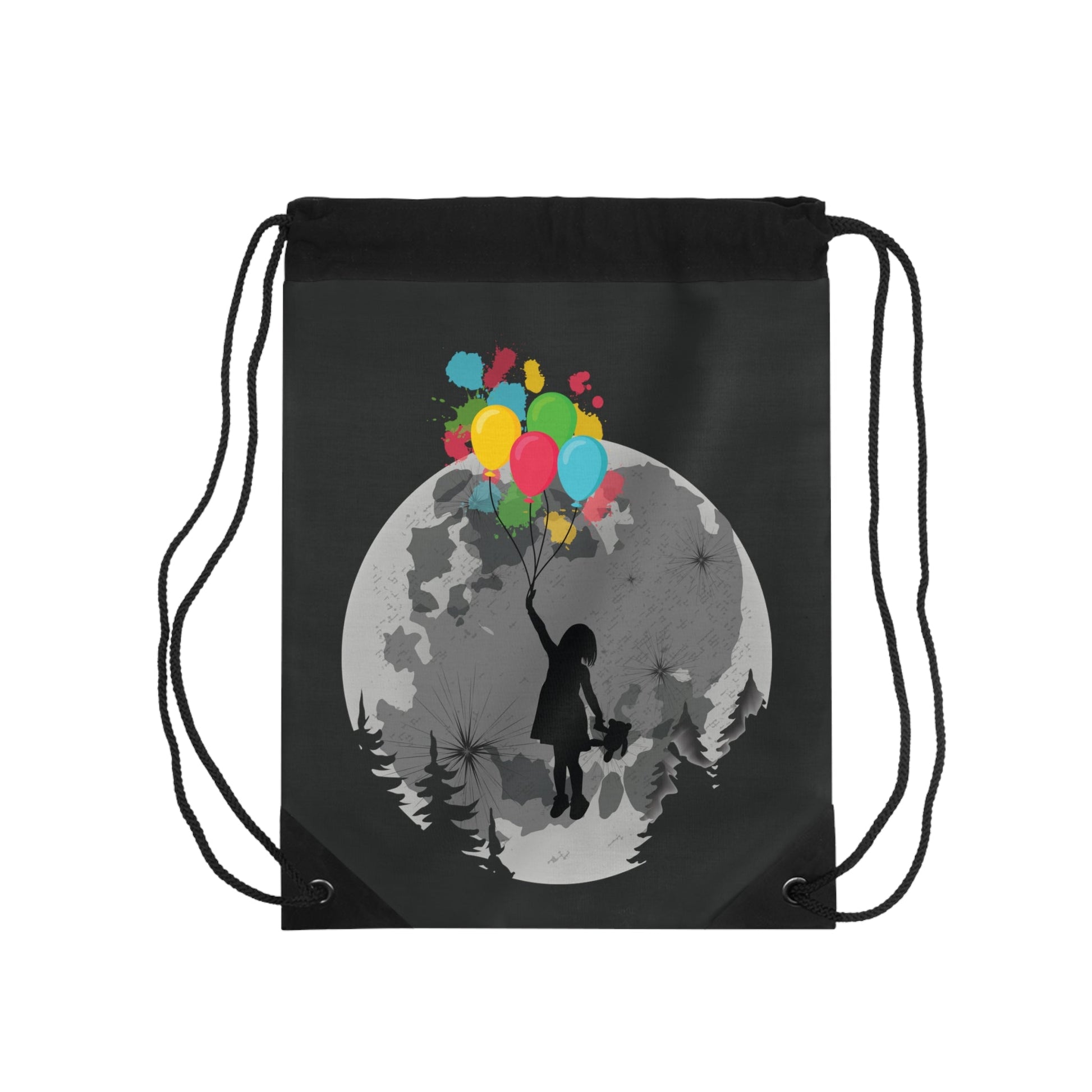 CrazyYetiClothing, CYC, Girl w/Balloons (Drawstring Bag, 19"x14.5"), Bags