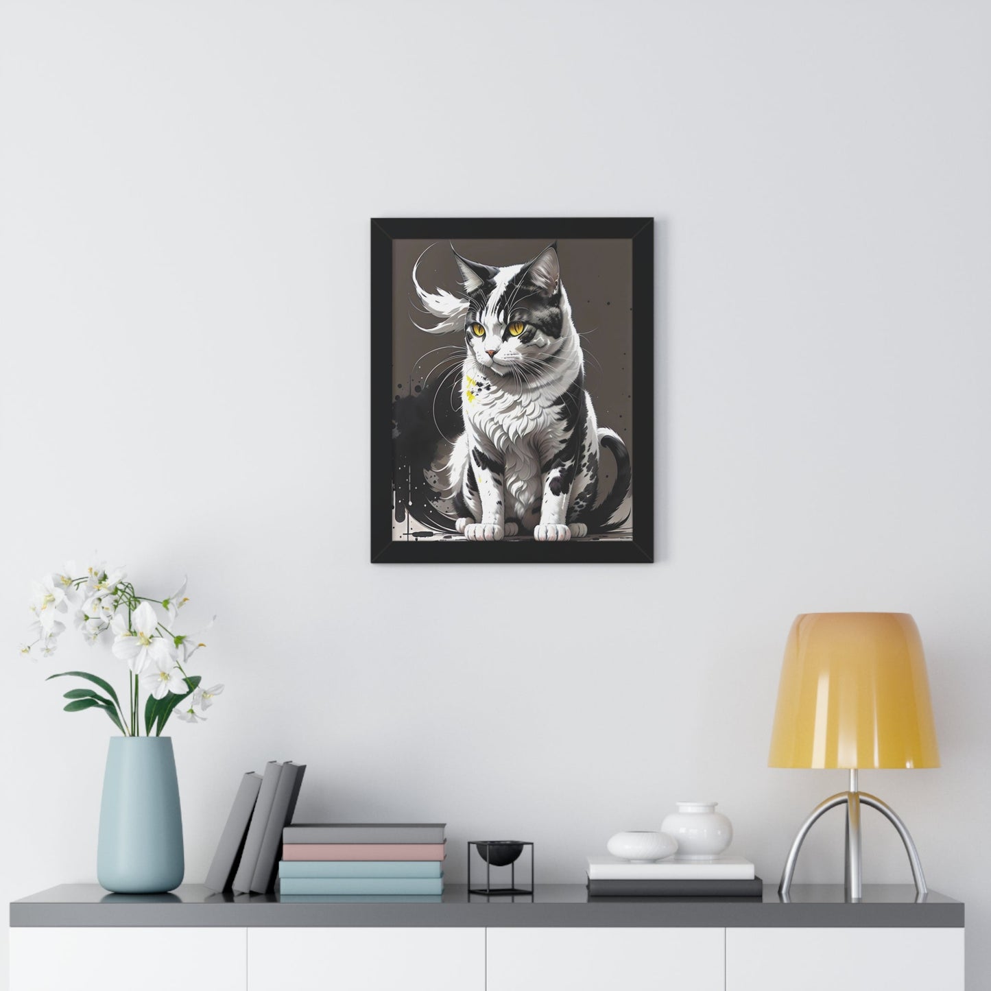 CrazyYetiClothing, CYC, Golden-Eyed Cat (Framed Poster), Poster