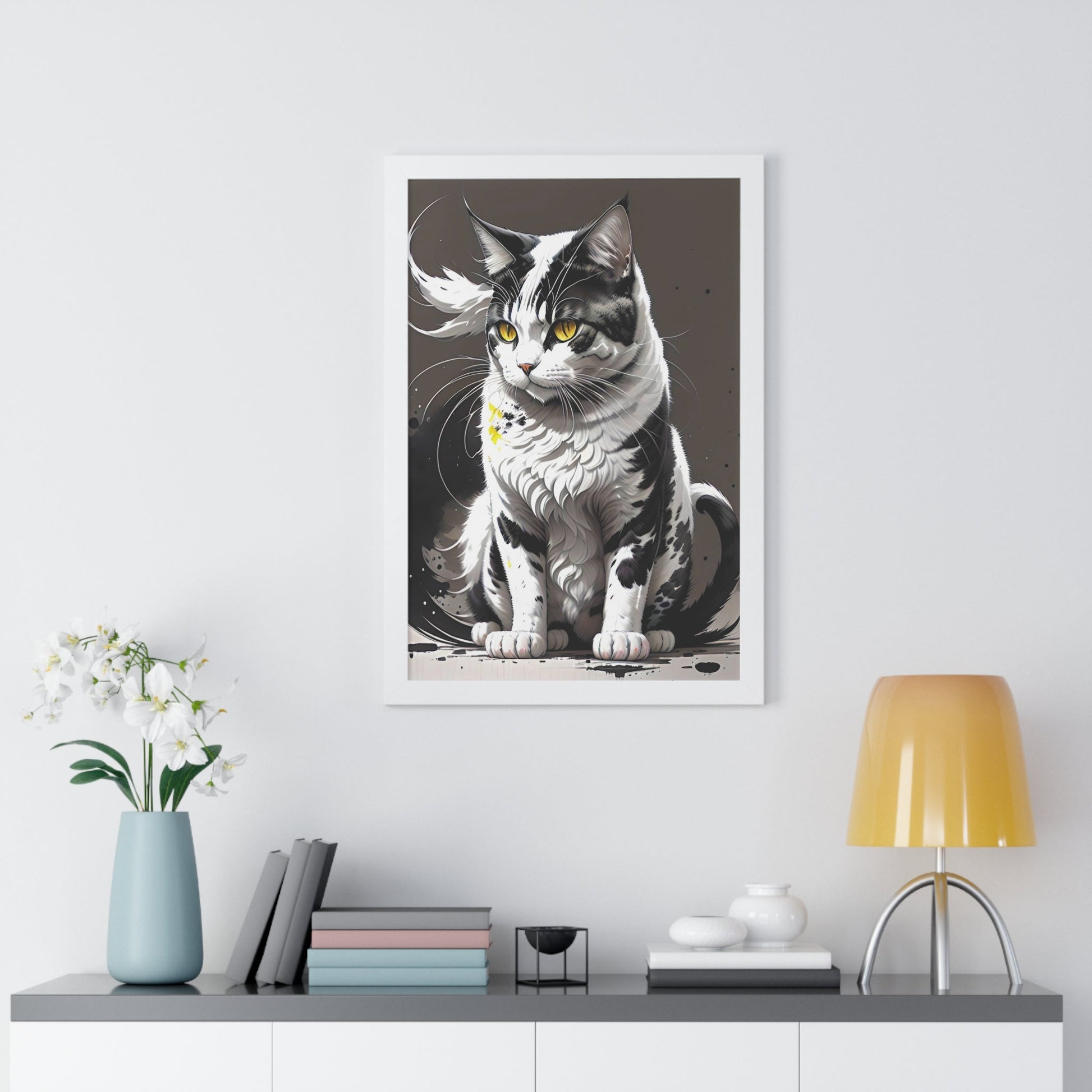 CrazyYetiClothing, CYC, Golden-Eyed Cat (Framed Poster), Poster