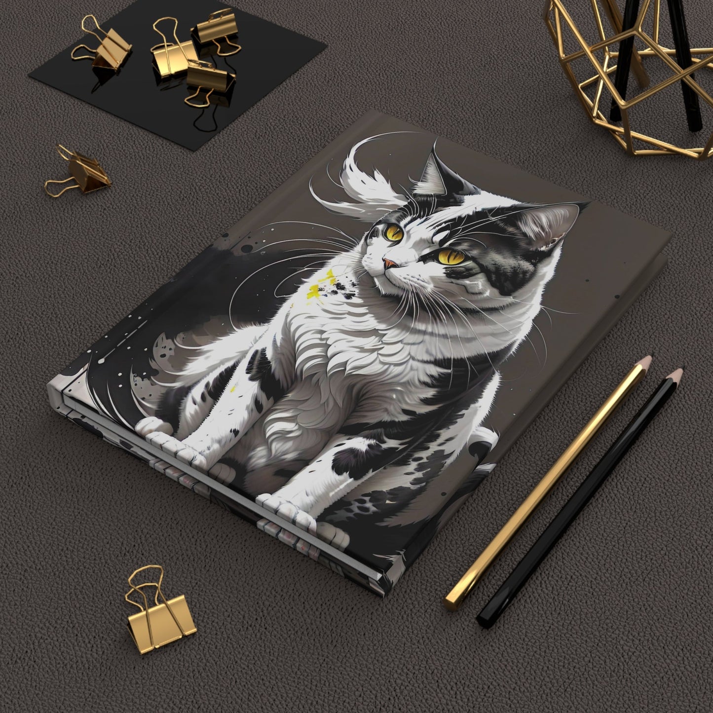 CrazyYetiClothing, CYC, Golden-Eyed Cat (Hardcover Journal Matte), Paper products