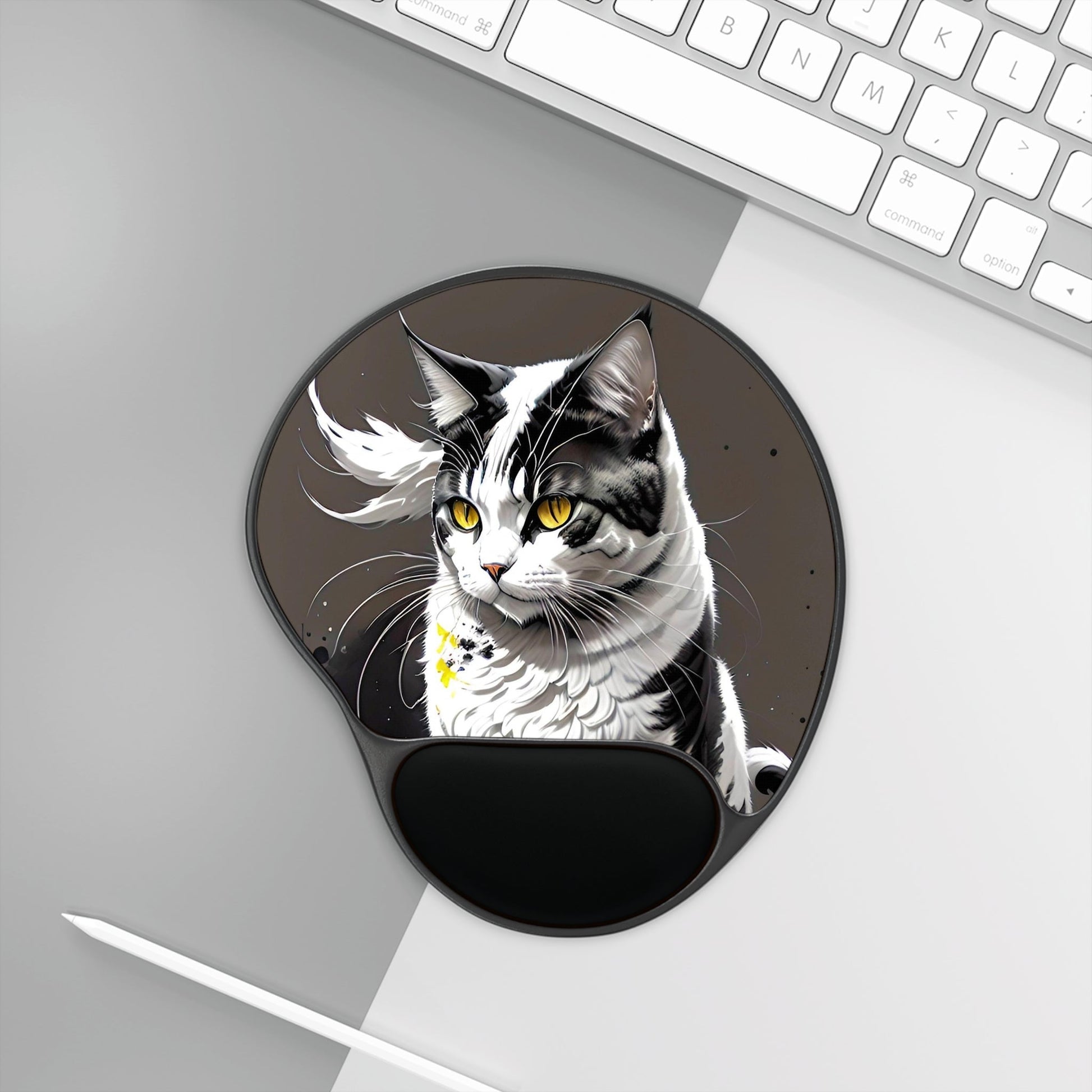 CrazyYetiClothing, CYC, Golden-Eyed Cat (Mouse Pad w/ Wrist Rest), Home Decor