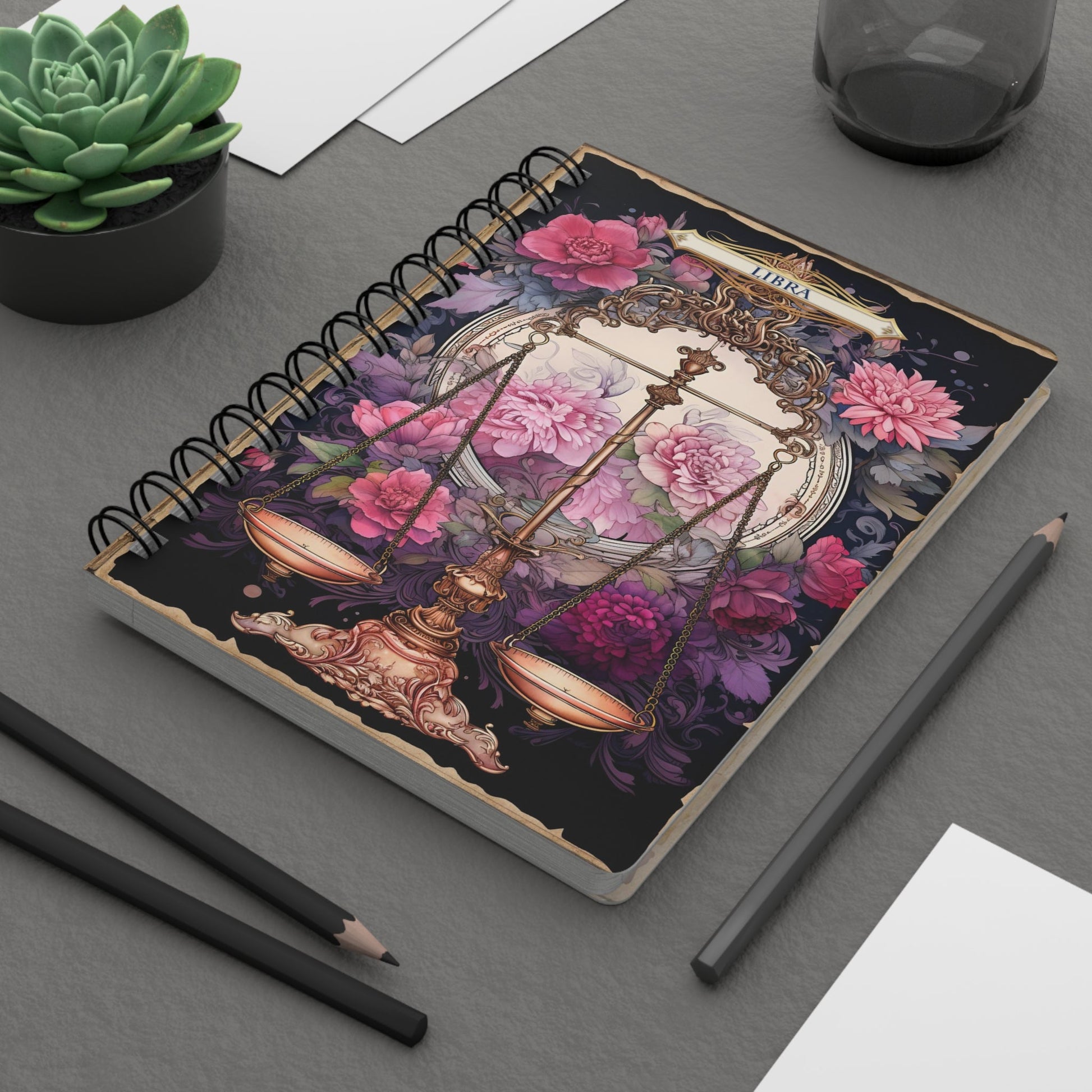 CrazyYetiClothing, CYC, Libra - Floral Collection (Spiral Bound Journal), Paper products