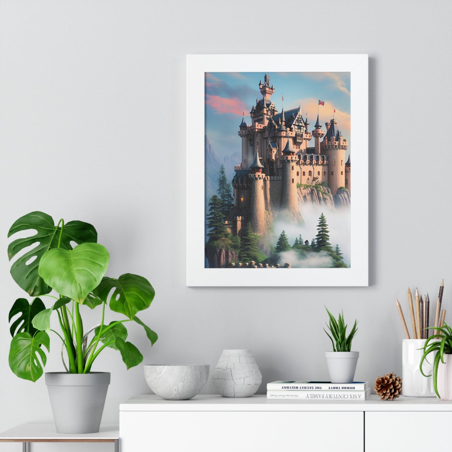 CrazyYetiClothing, CYC, Misty Castle (Framed Vertical Poster), Poster