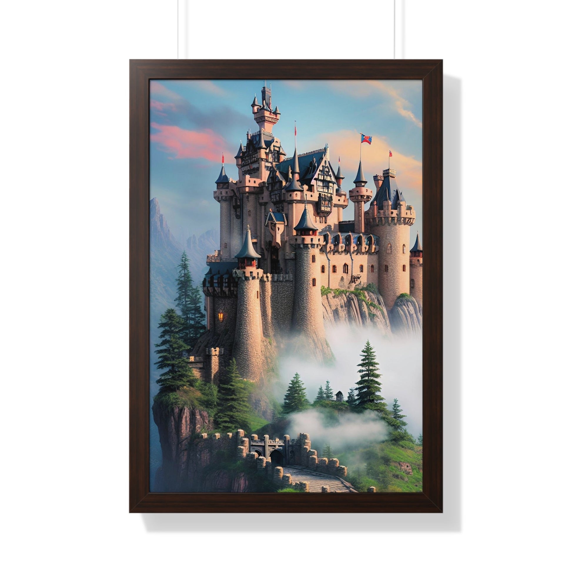 CrazyYetiClothing, CYC, Misty Castle (Framed Vertical Poster), Poster