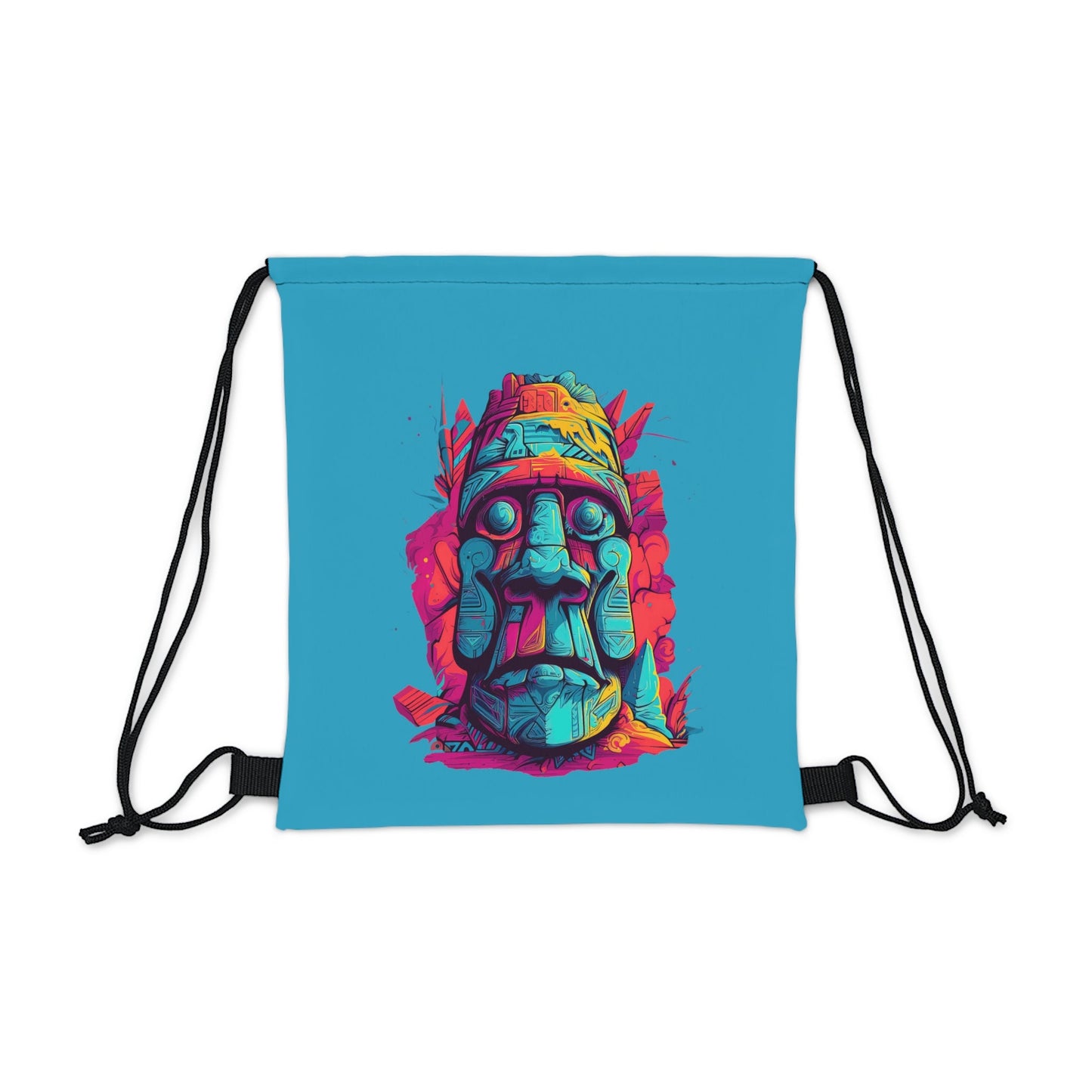 CrazyYetiClothing, CYC, Moai Easter Island (Drawstring Bag 14" X 13"), Bags