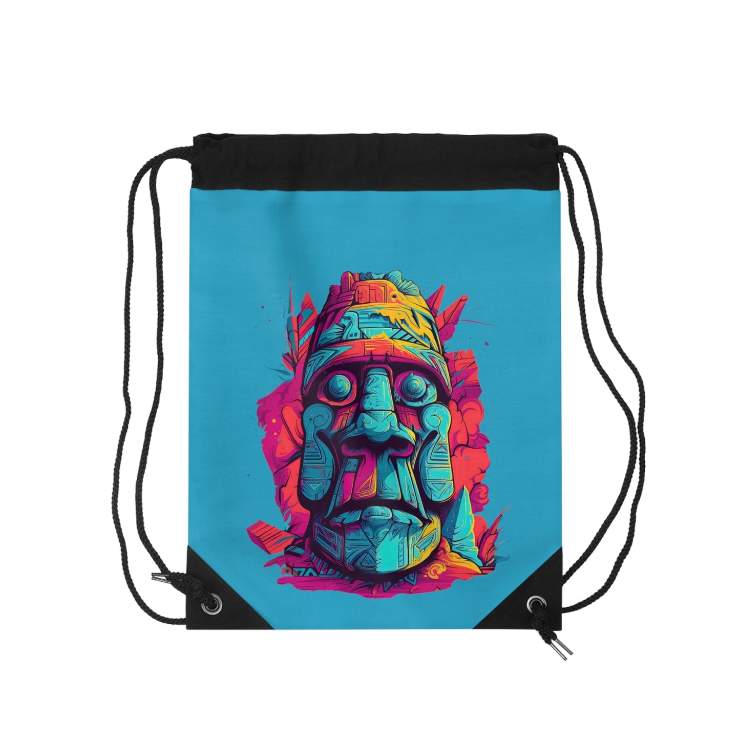 CrazyYetiClothing, CYC, Moai Easter Island (Drawstring Bag 19"X14.5"), Bags