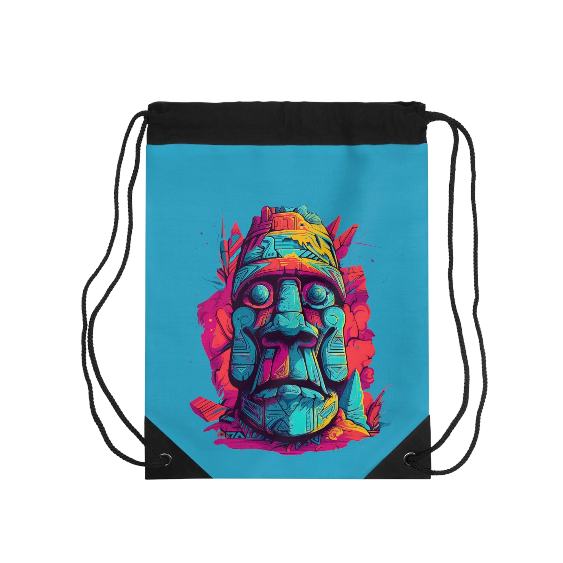 CrazyYetiClothing, CYC, Moai Easter Island (Drawstring Bag 19"X14.5"), Bags