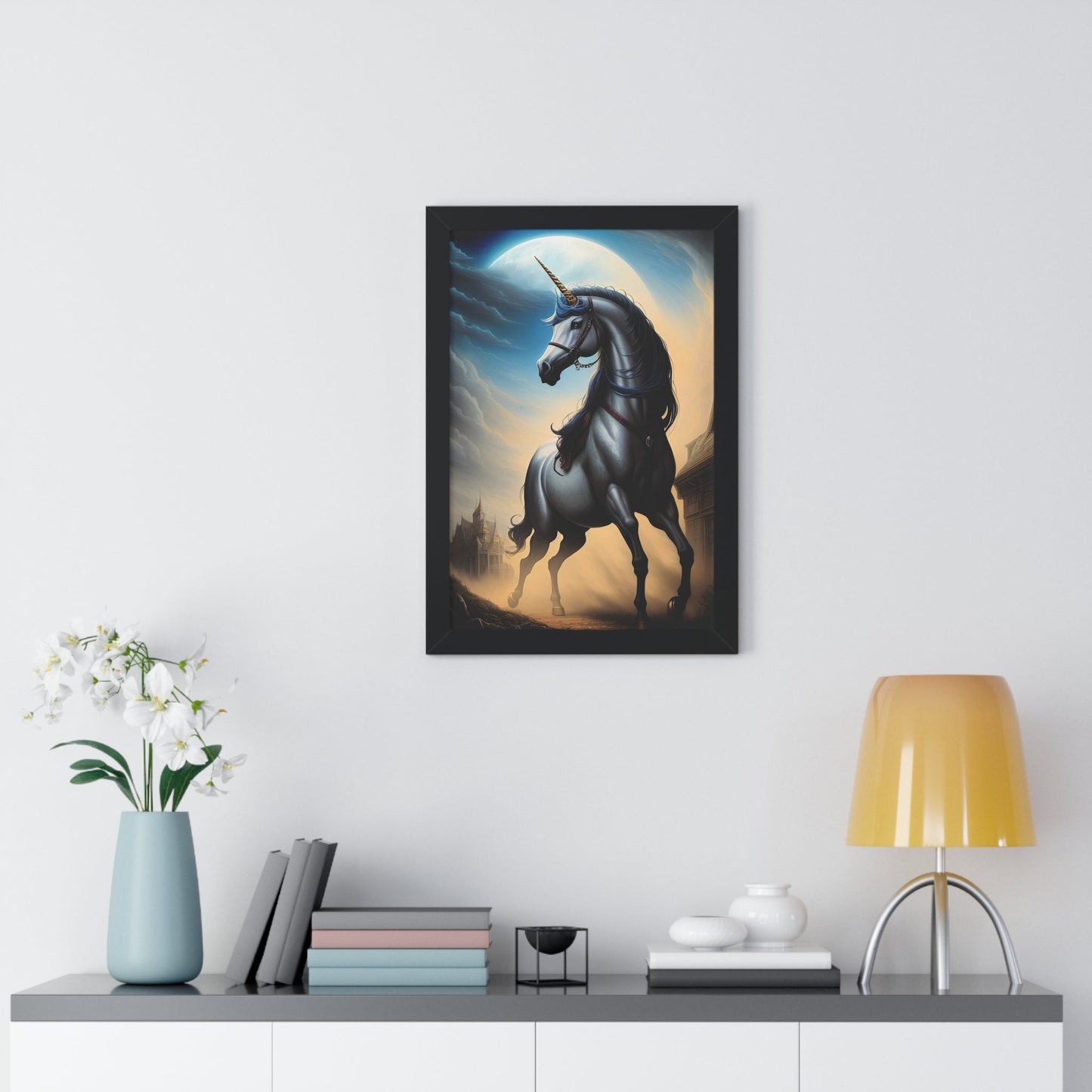 CrazyYetiClothing, CYC, Moonlit Unicorn (Framed Poster), Poster