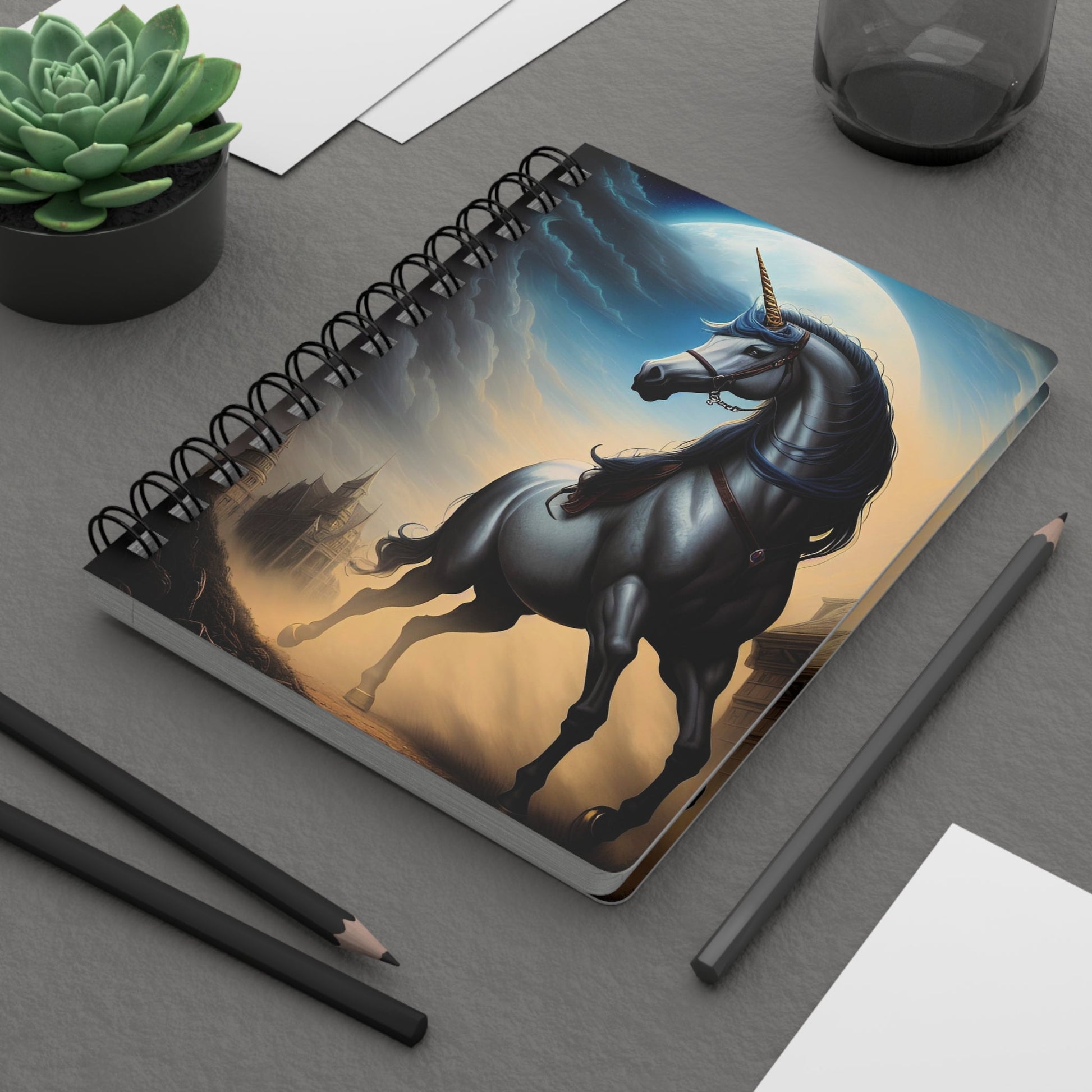CrazyYetiClothing, CYC, Moonlit Unicorn (Spiral Bound Journal), Paper products