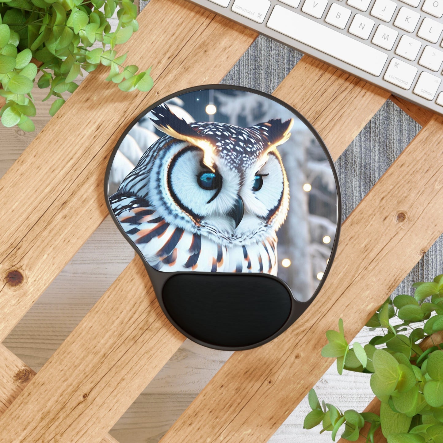 CrazyYetiClothing, CYC, Snowy Owl (Mouse Pad w/Wrist Rest), Home Decor