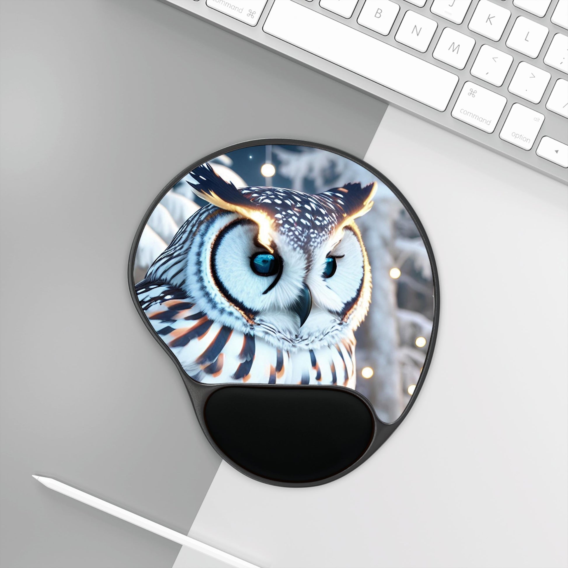 CrazyYetiClothing, CYC, Snowy Owl (Mouse Pad w/Wrist Rest), Home Decor