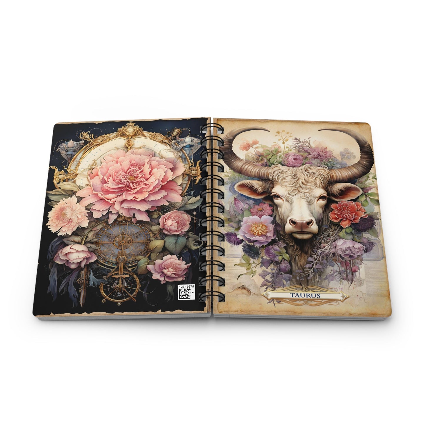 CrazyYetiClothing, CYC, Taurus - Floral Collection (Spiral Bound Journal), Paper products