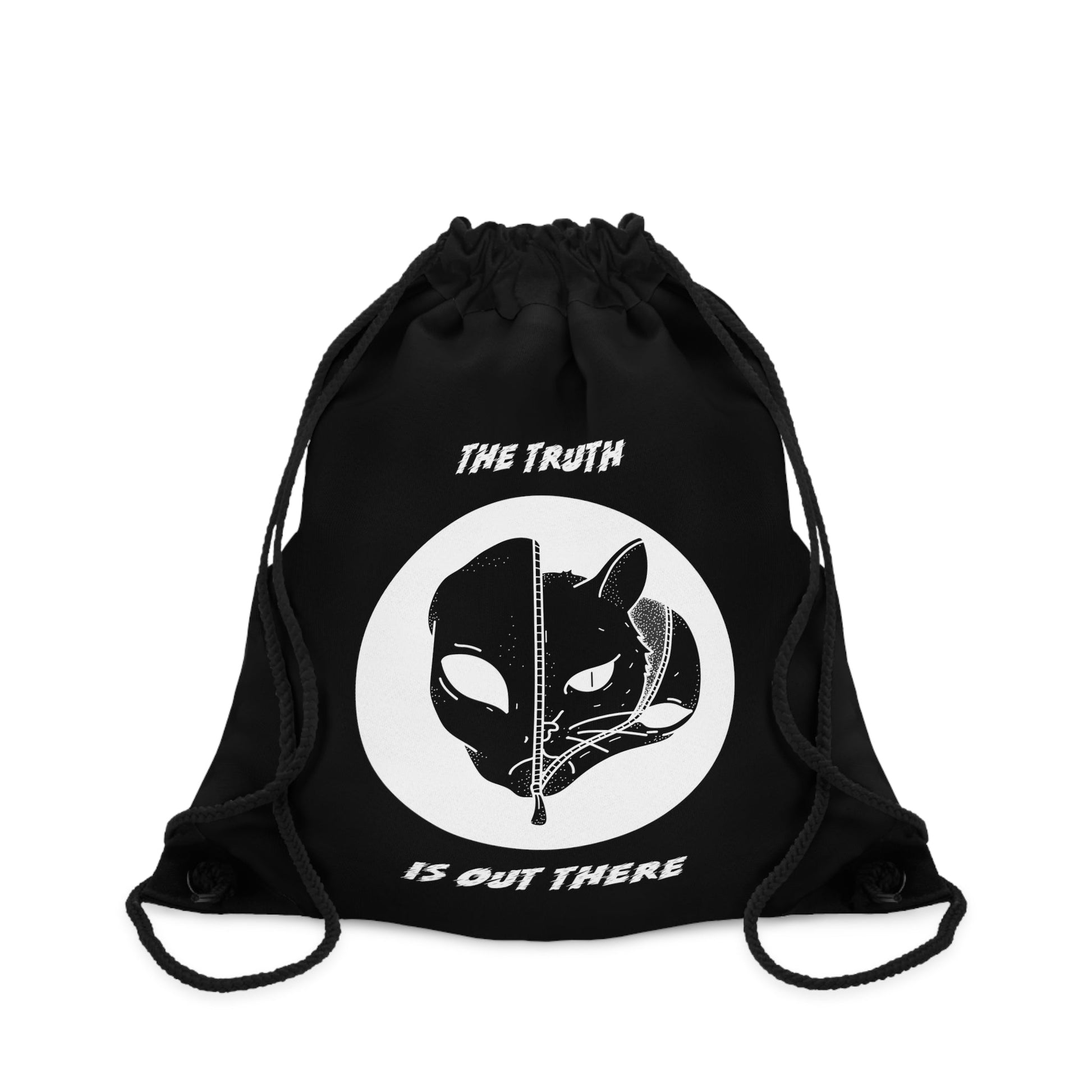 CrazyYetiClothing, CYC, The Truth Is Out There (Black, Drawstring Bag 19"x14.5"), Bags