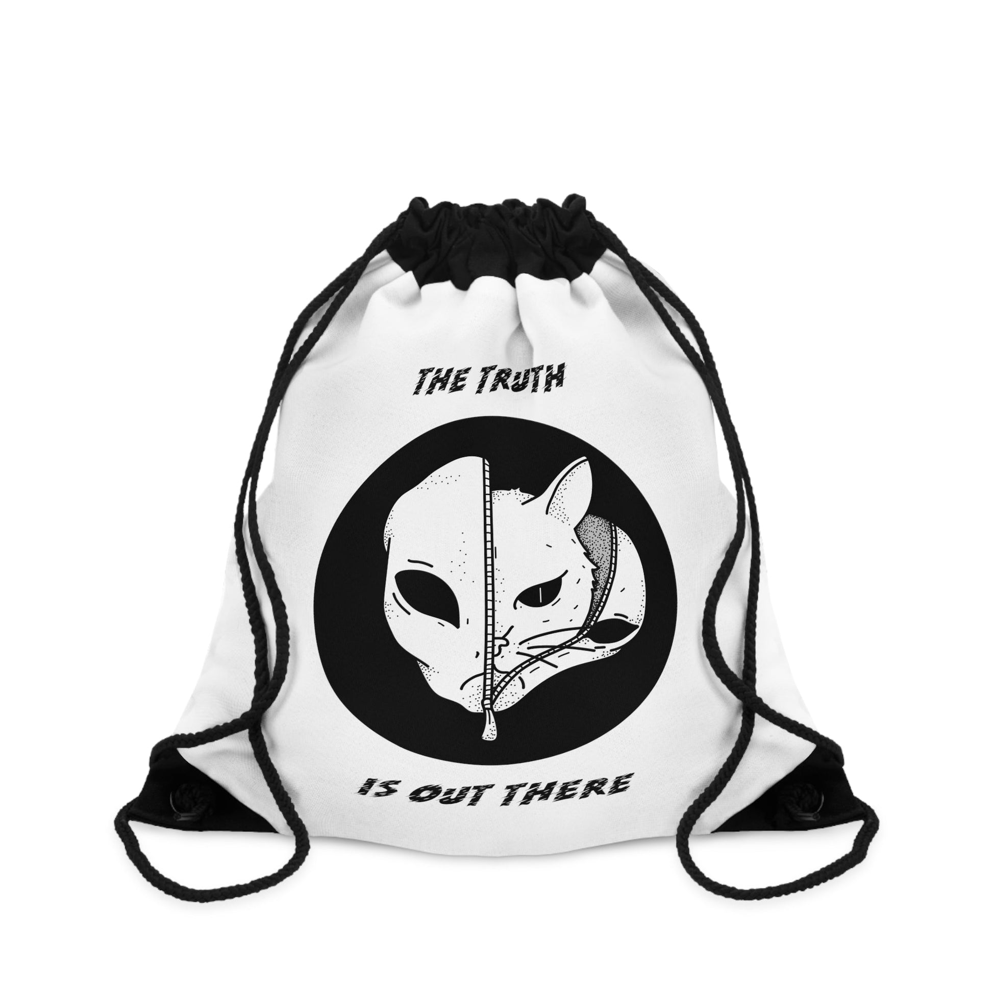 CrazyYetiClothing, CYC, The Truth Is Out There (White, Drawstring Bag 19"x14.5"), Bags