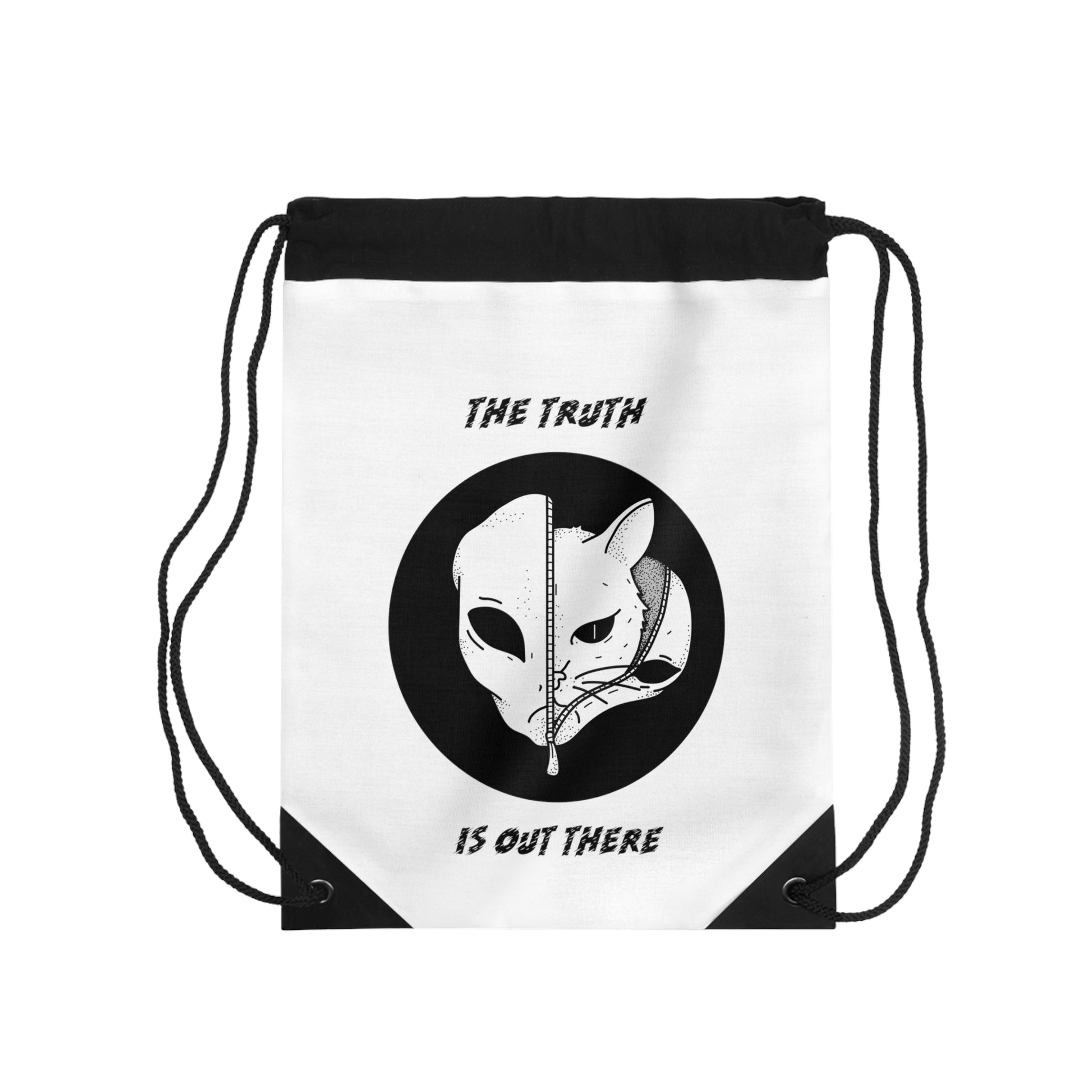 CrazyYetiClothing, CYC, The Truth Is Out There (White, Drawstring Bag 19"x14.5"), Bags