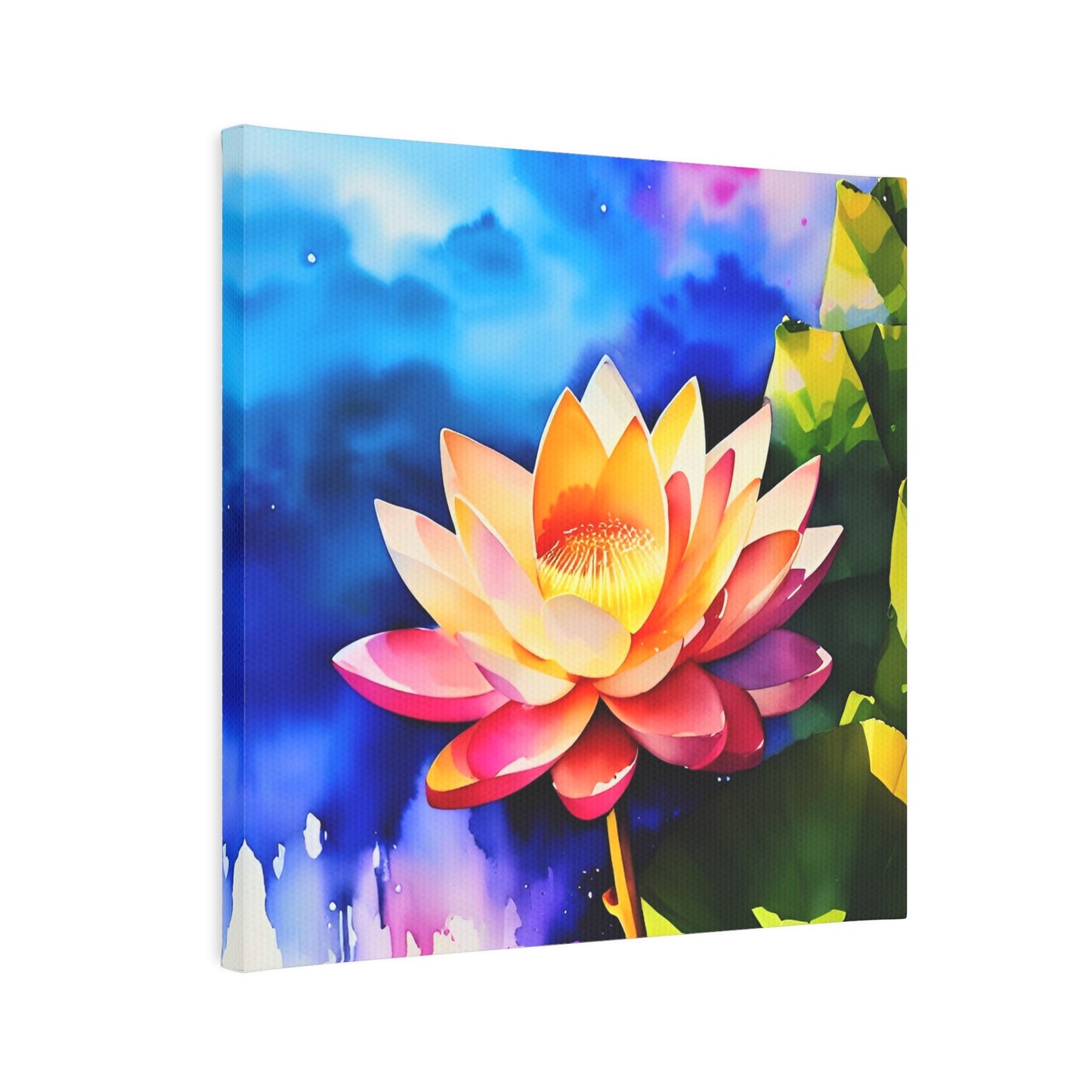 CrazyYetiClothing, CYC, Watercolor Lotus (Canvas Photo Tile), Canvas