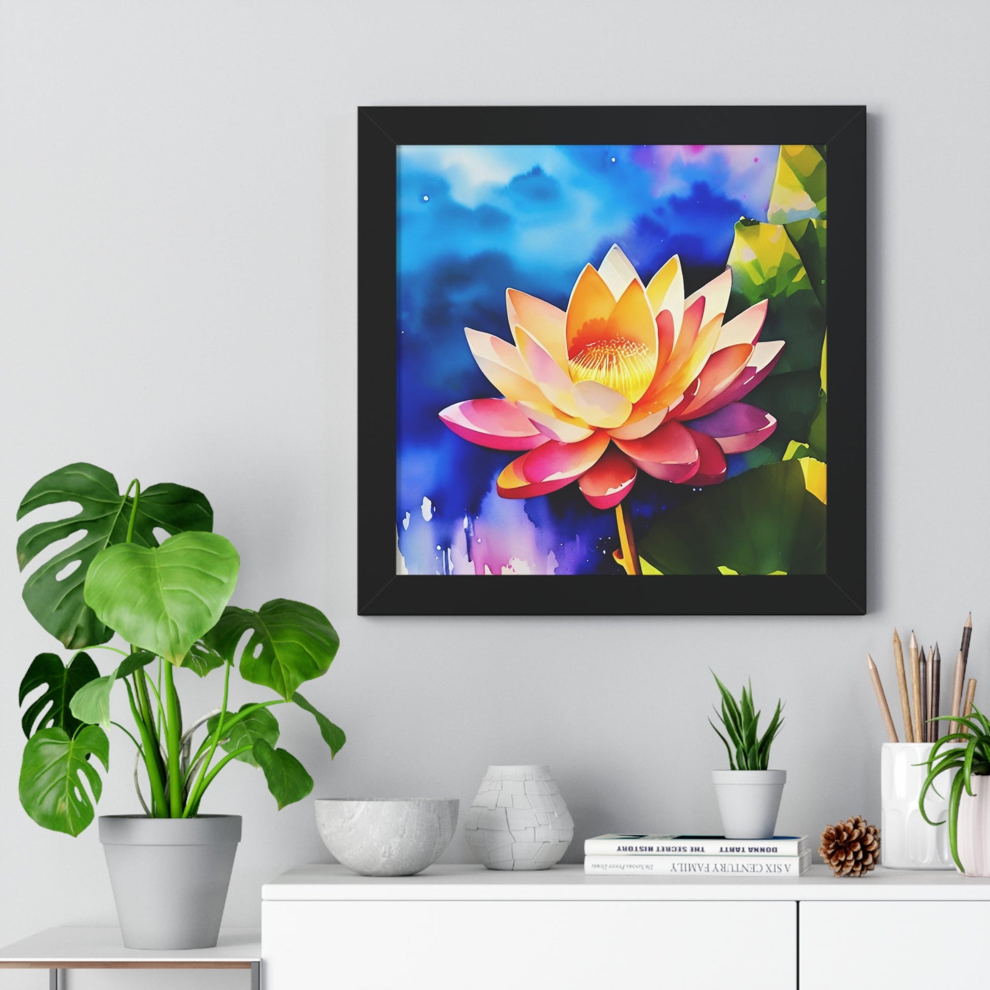 Watercolor Lotus (Framed Poster) - Poster - CrazyYetiClothing -