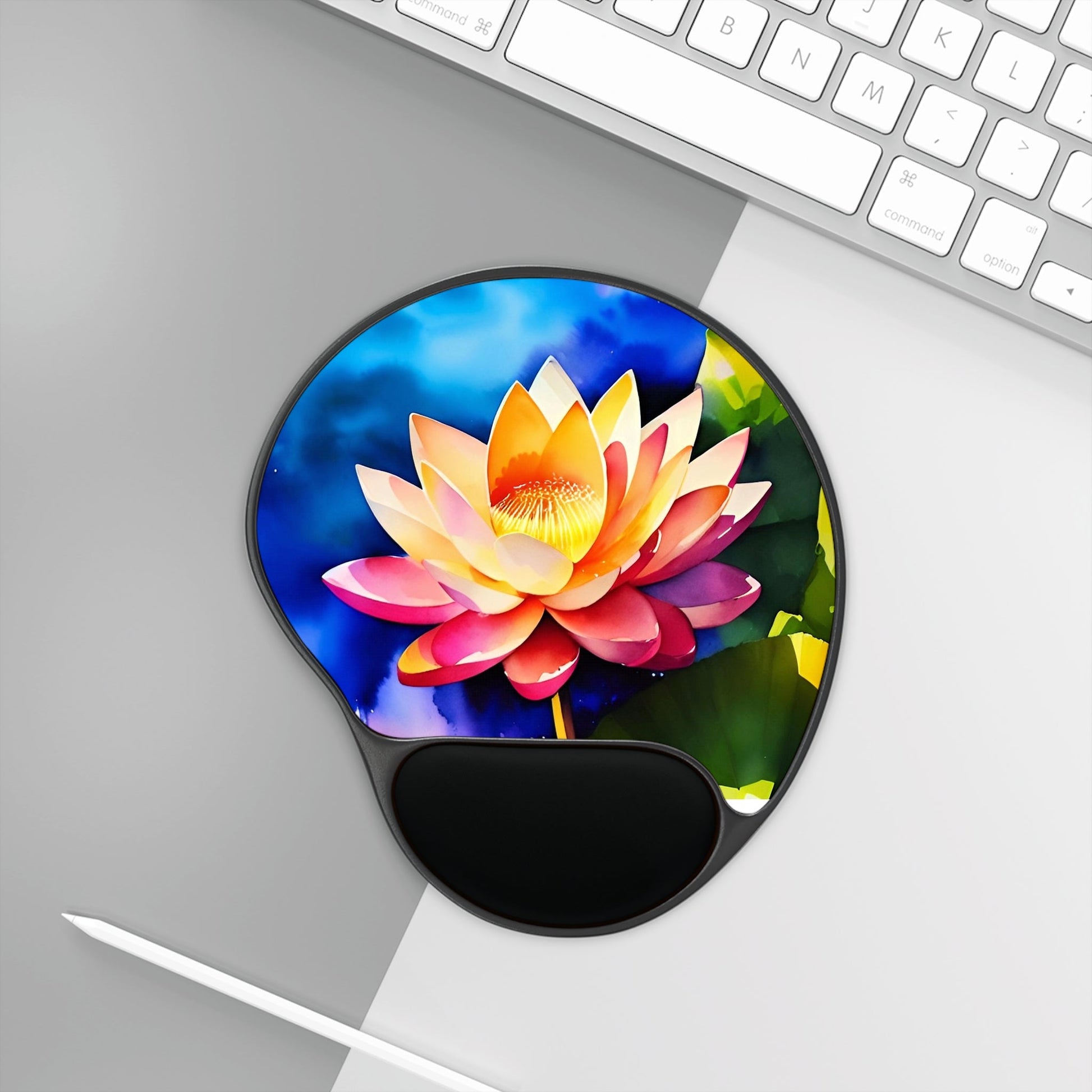 CrazyYetiClothing, CYC, Watercolor Lotus (Mouse Pad w/Wrist Rest), Home Decor